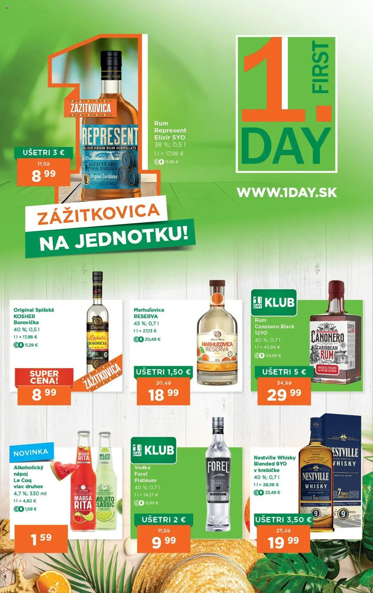 1day Leták (19.06. - 02.07.2025) - Akčná ponuka - Rum, Vodka, Borovička, Whisky