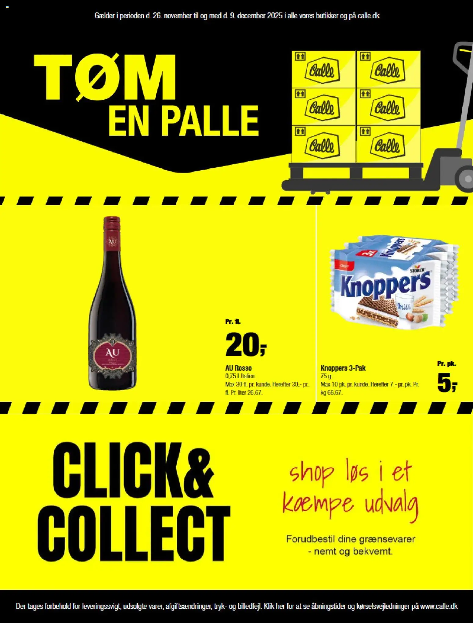 Eksempel på tilbudsavis Tøm en palle fra butik Calle gyldig fra 26/11/2025