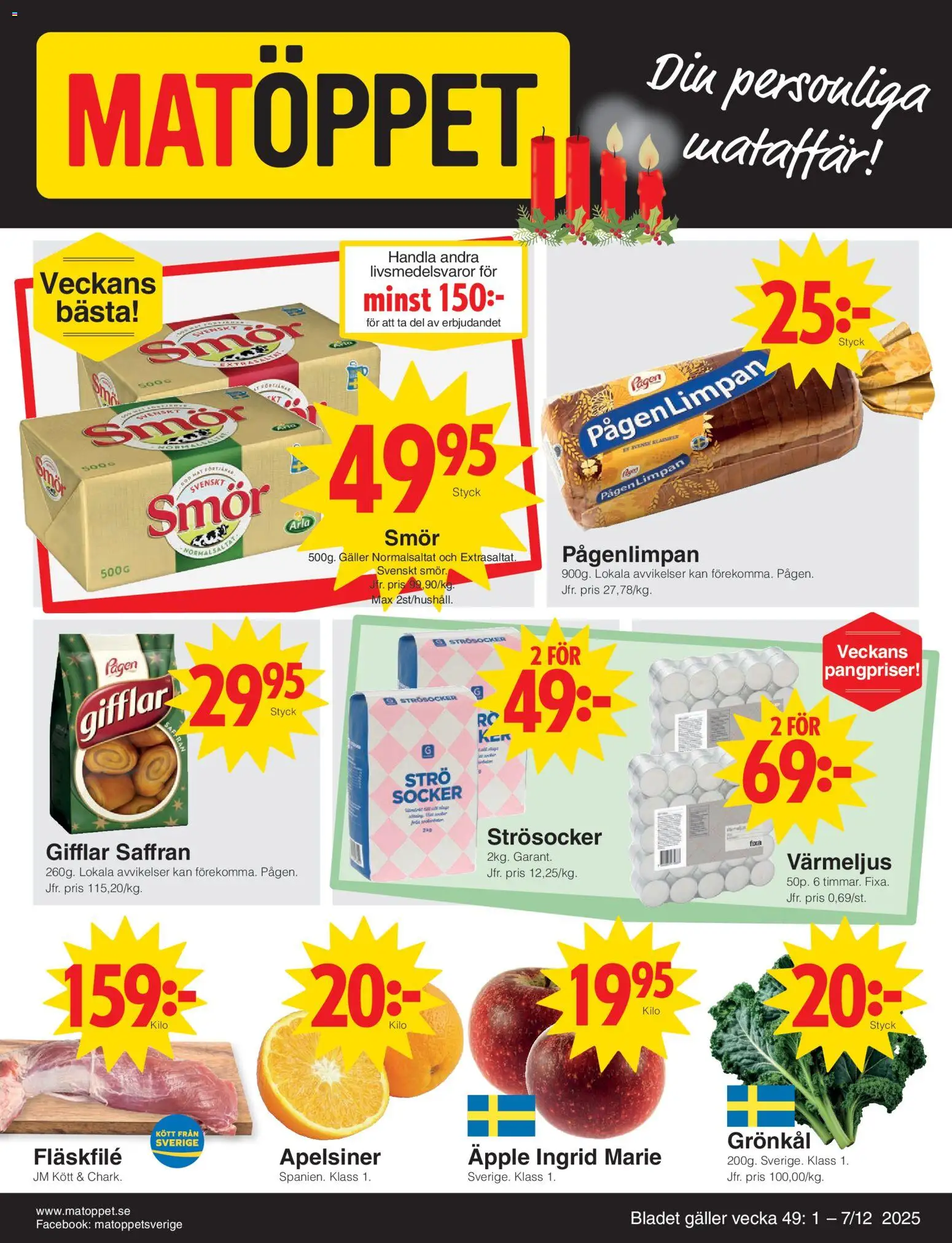 Förhandsgranska reklamblad Aktuella reklamblad Matöppet från butik Matöppet gäller från 01/12/2025