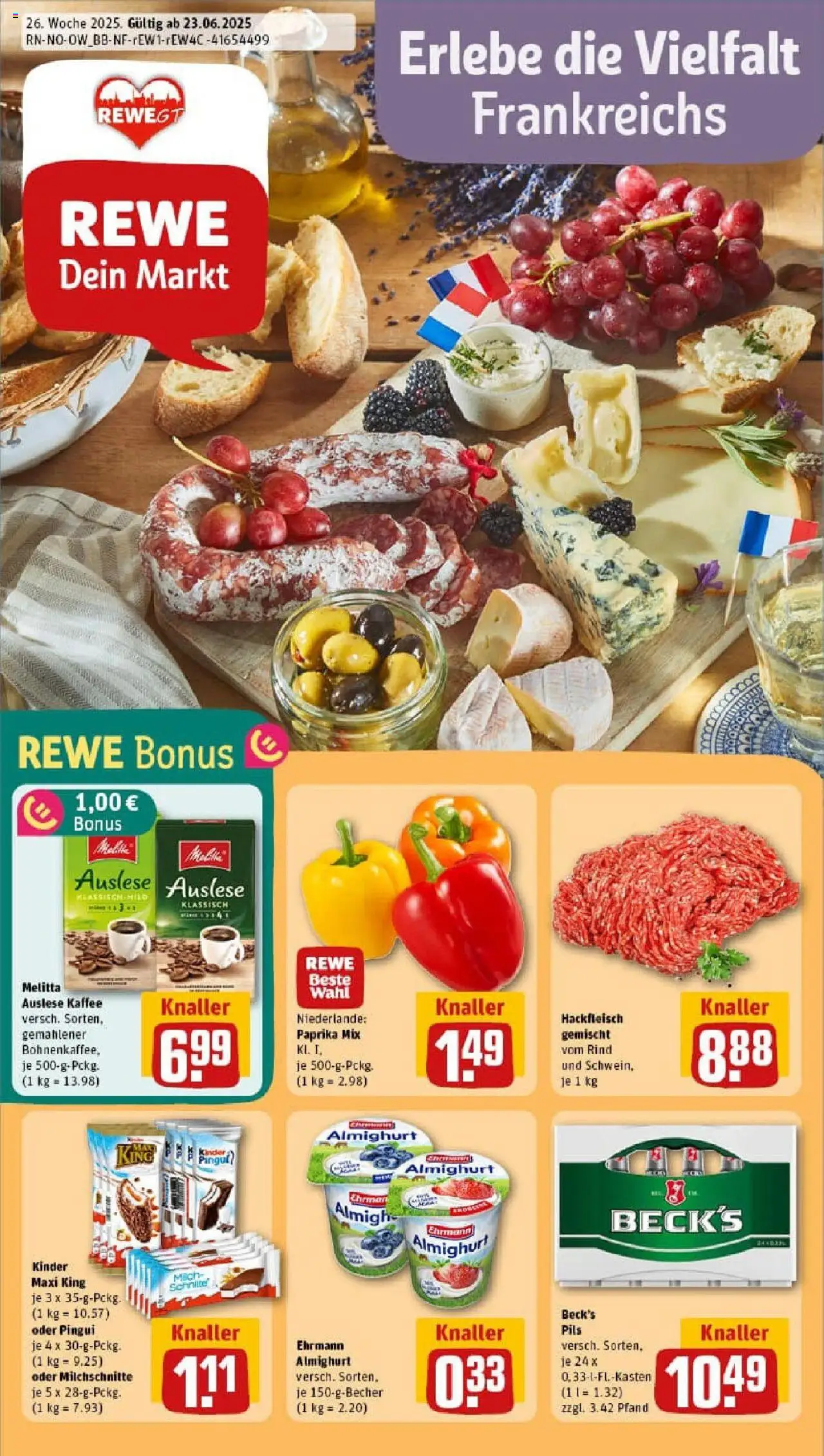 REWE Prospekt ab 22.06.2025 nächste Woche - Prospekt Gütersloh - Kaffee, Hackfleisch, Paprika, Melitta, Pils, Ehrmann almighurt