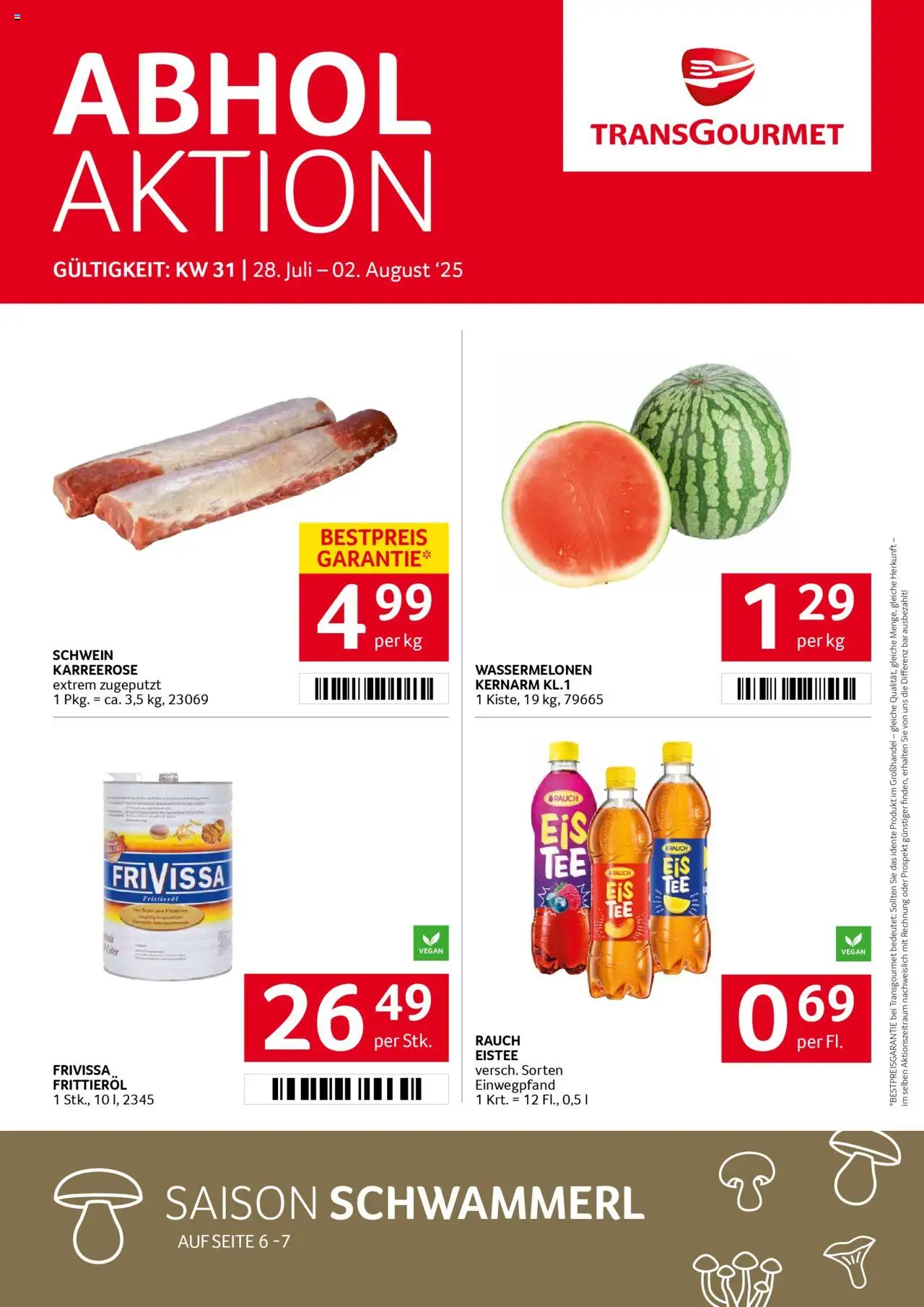  Transgourmet Flugblatt ab (27.07.2025 - 02.08.2025) - Seite 1 - Frittieröl