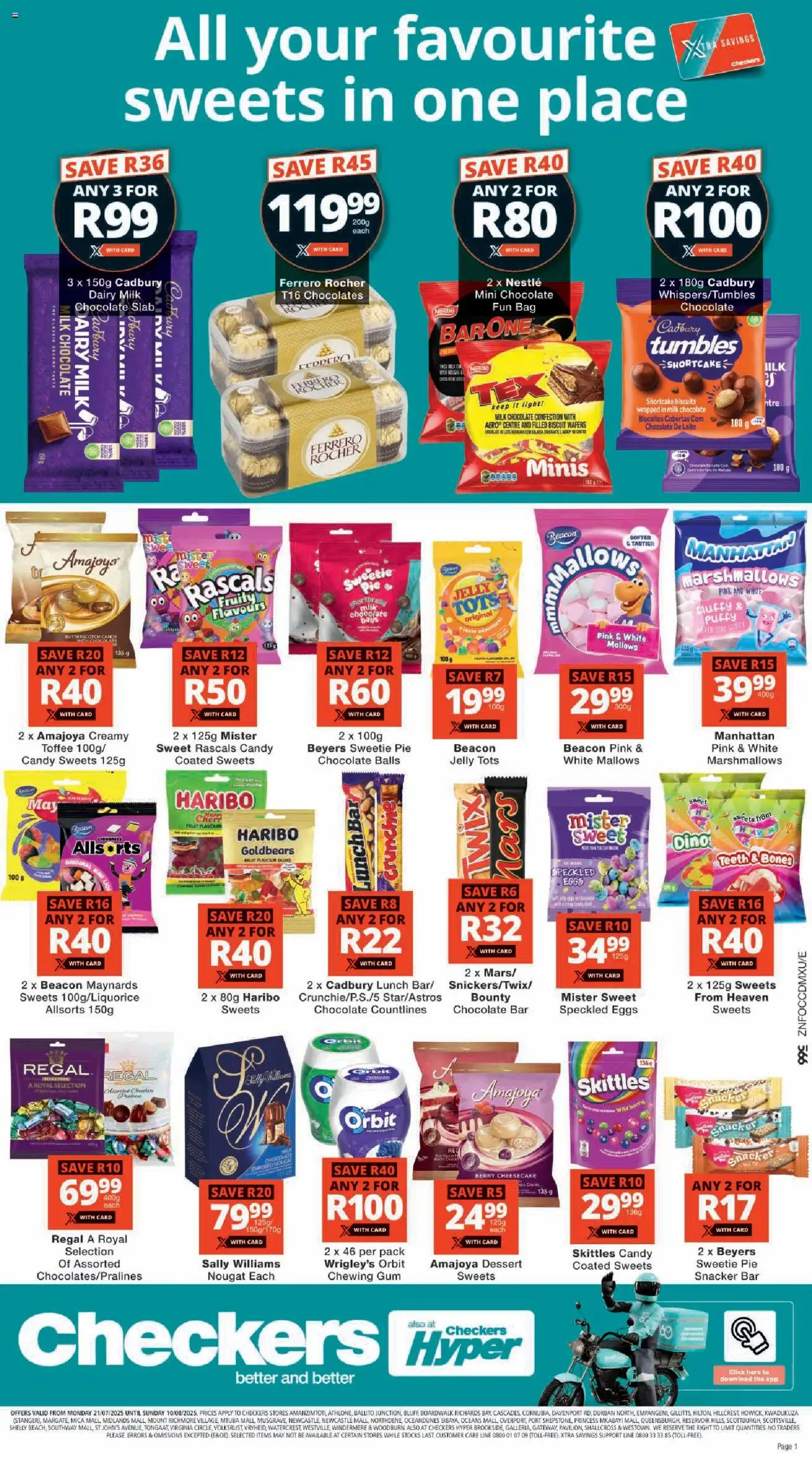Checkers KwaZulu-Natal - Sweets Promotion 21/07 - 10/08/2025 >> Catalogue - Eggs, Sweets, Dessert, Fruit, Milk, Light, Biscuits, Cheesecake