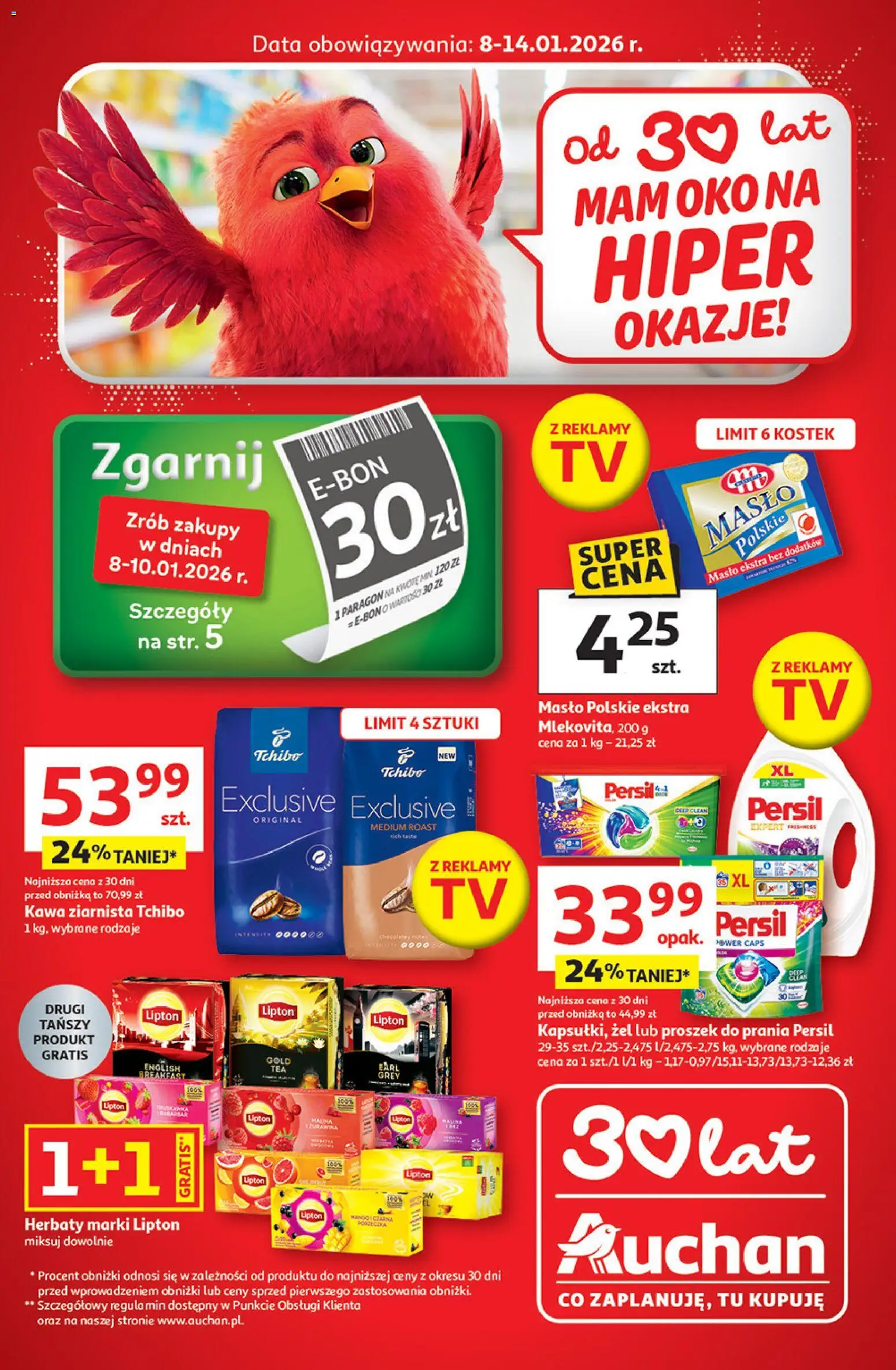 Pogląd gazetki "30 Lat Hipermarket" ze sklepu Auchan ważnej od 08.01.2026