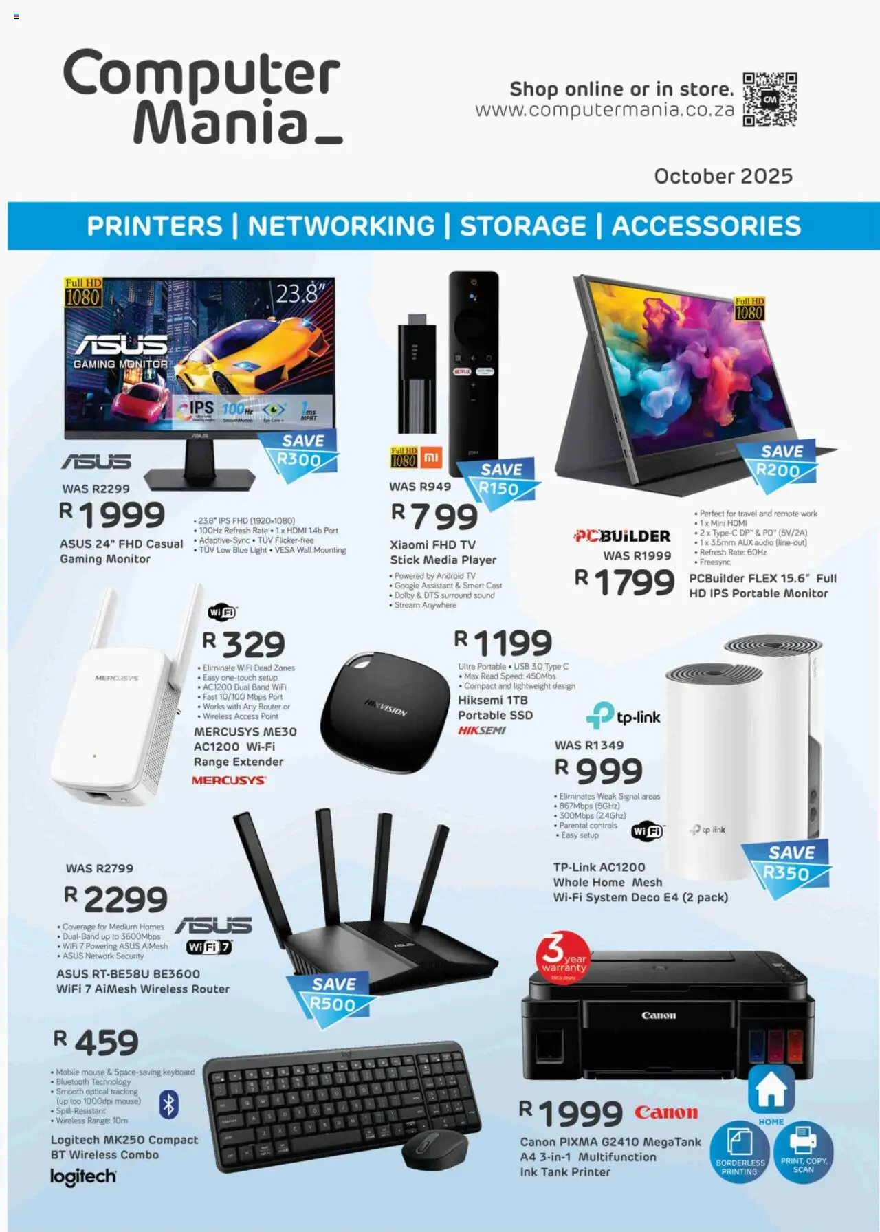 Computer Mania Printer, Networking, Storage, Accessories from 01/10 - 31/10/2025 > Promotions