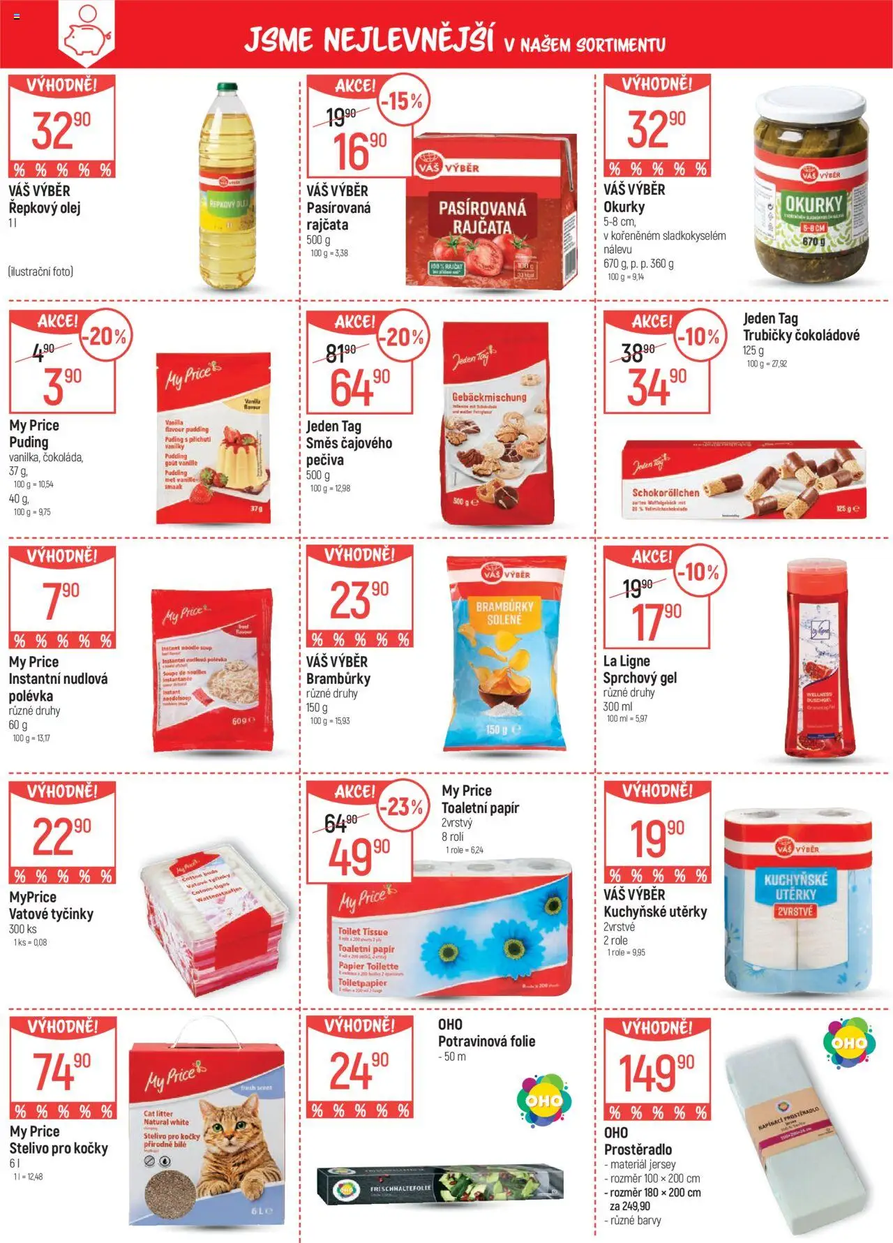  Globus leták od 04.06.2025 >> Akční nabídka "Trmice" - strana 4 - Prostěradlo, Toaletní papír, Stelivo pro kočky, Trubičky, Řepkový olej, Potravinová folie, Stelivo, Trubičky čokoládové