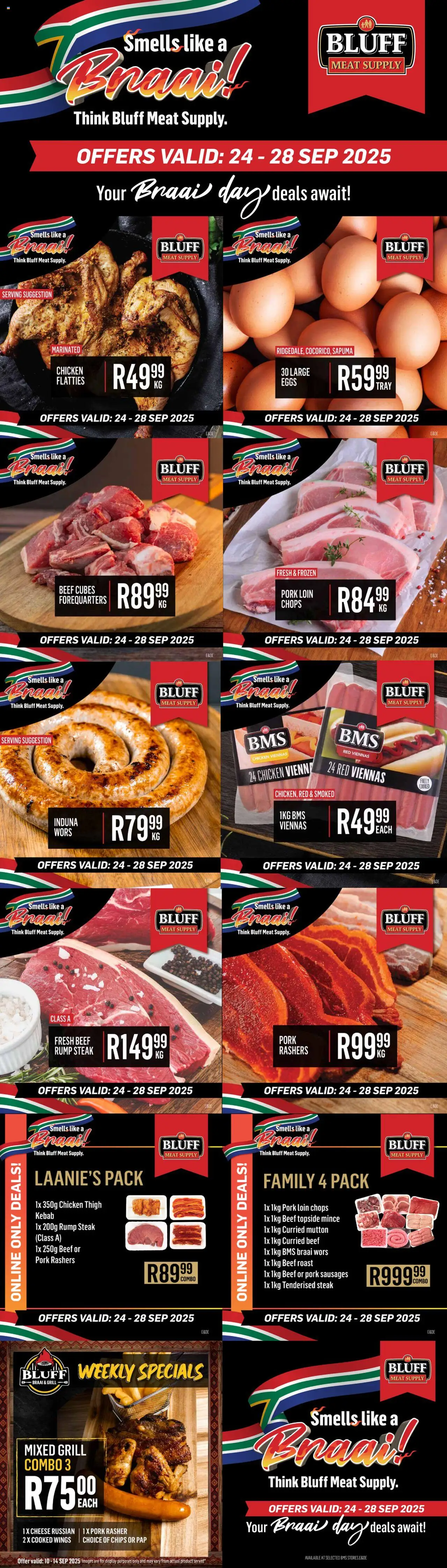 Bluff Meat Supply Smells like a Braai! from 24/09 - 28/09/2025 > Promotions - Chicken, Eggs, Cheese, Steak, Chips, Rump steak, Grill, Beef