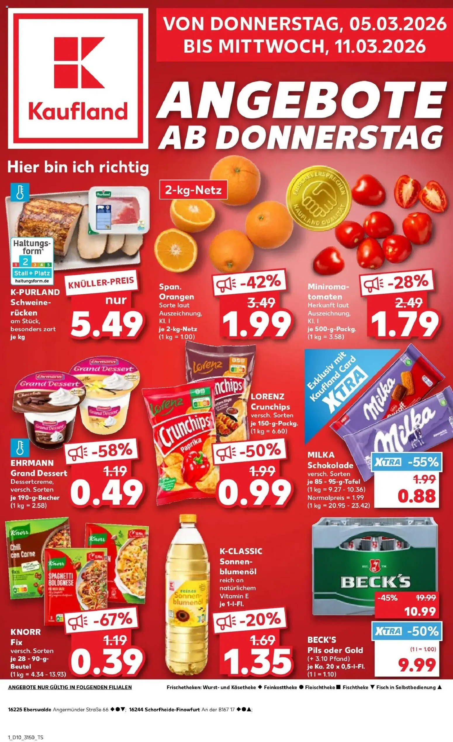 Vorschau von dem Prospekt des Geschäftes Kaufland, gültig ab dem 05.03.2026 - Chips, Fisch, Spaghetti, Tomaten, Knorr, Knorr fix, Lorenz crunchips, Sonnenblumenol