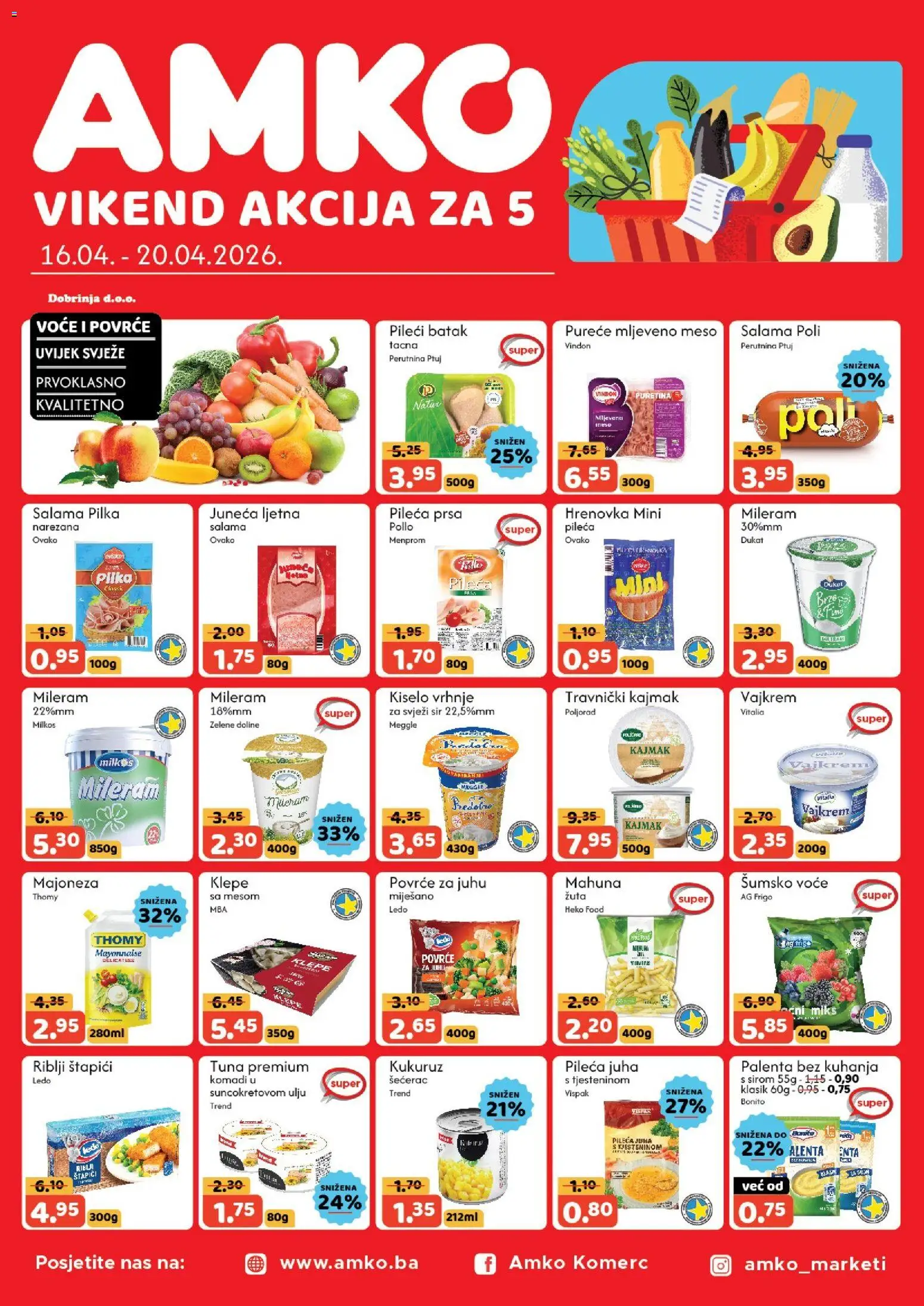 Pregled letka Vikend akcije trgovine AMKO vrijedi od 16.04.2026