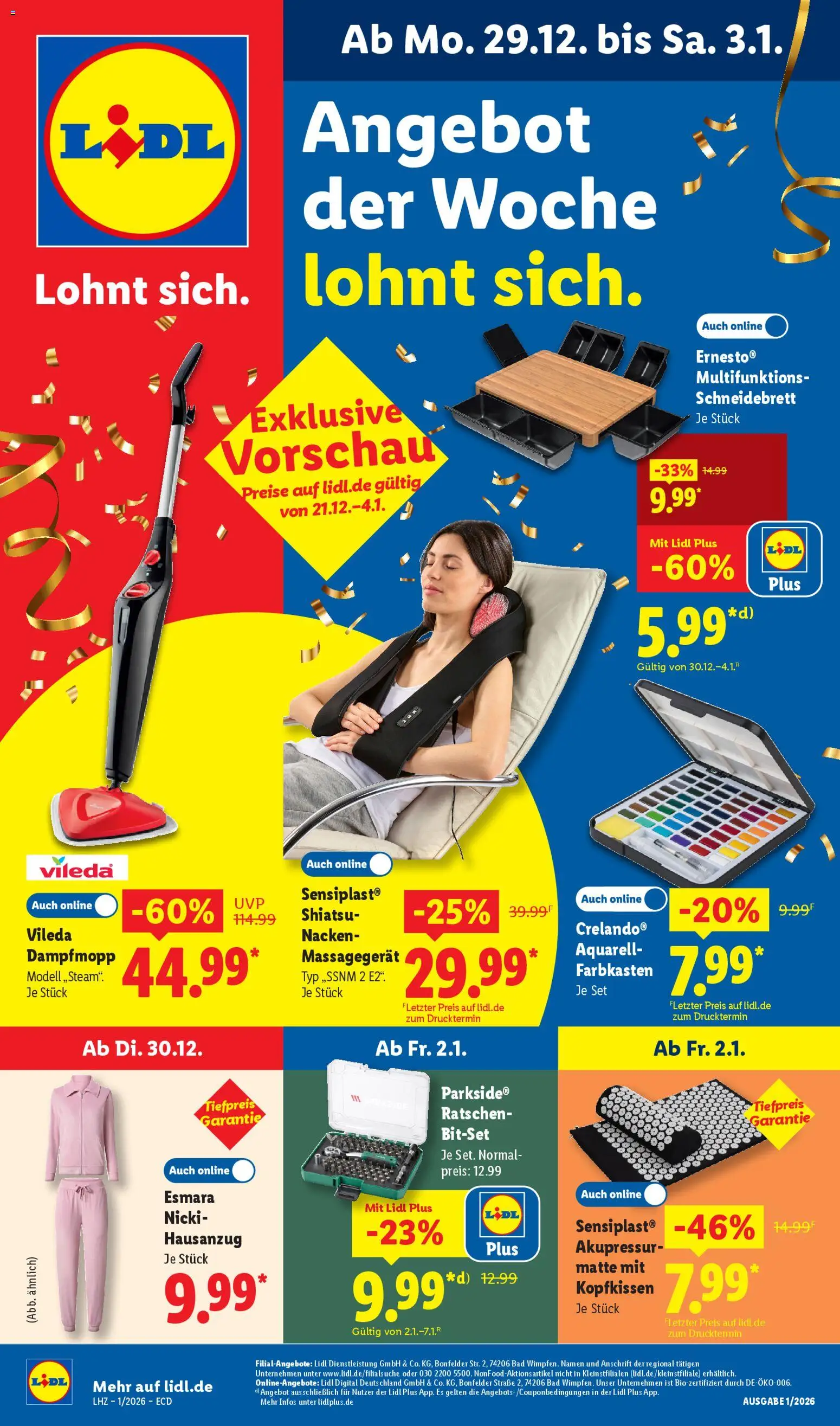 Vorschau von dem Prospekt des Geschäftes Lidl, gültig ab dem 29.12.2025