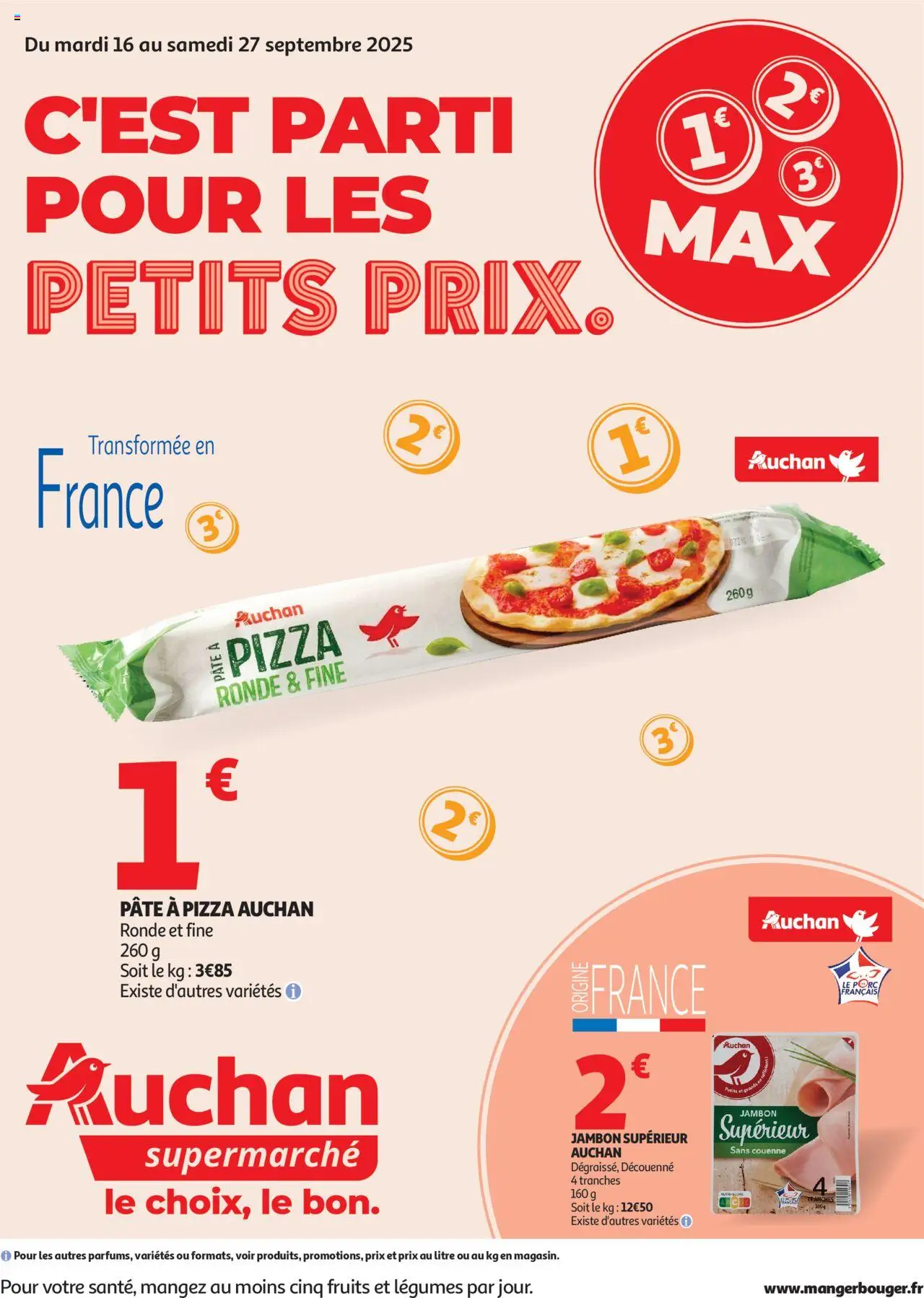 C'est parti pour les petits prix dans votre super de la boutique Auchan valable du 16/09/2025 - Page numéro 1