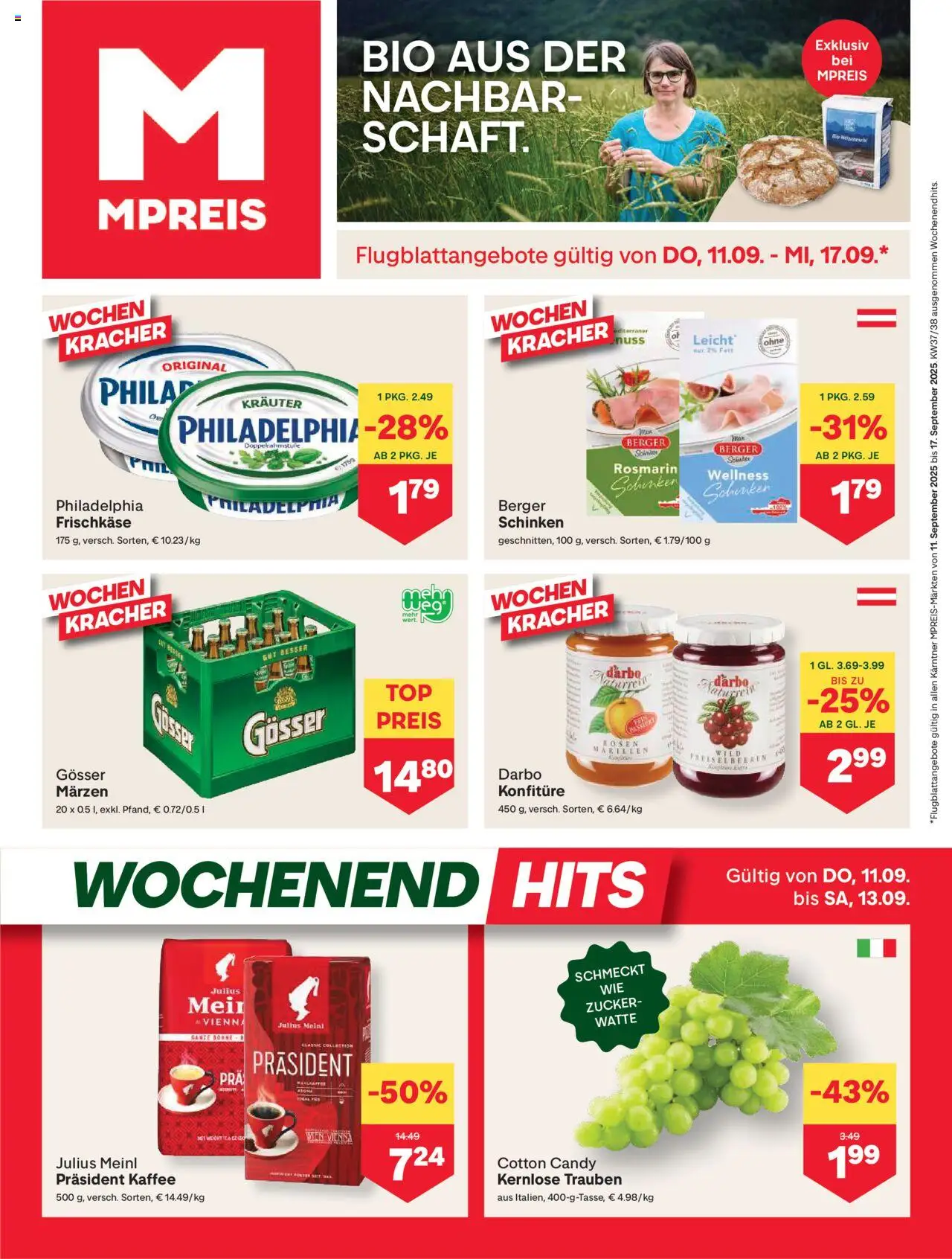  MPREIS Dellach im Drautal ab (11.09.2025 - 17.09.2025) - Seite 1 - Kaffee, Zucker, Schinken