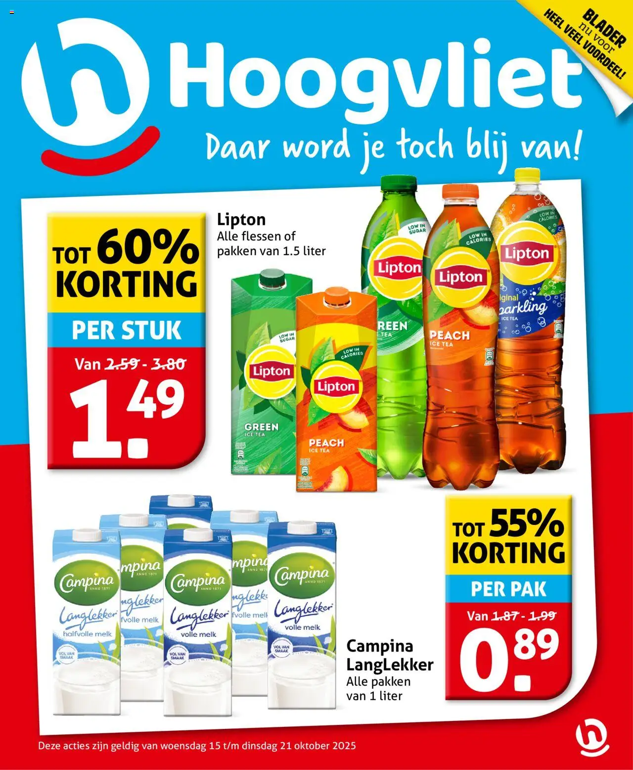 Voorbeeld van Folder van winkel Hoogvliet geldig vanaf 15-10-2025 - Melk, Ice Tea, Halfvolle Melk, Volle melk