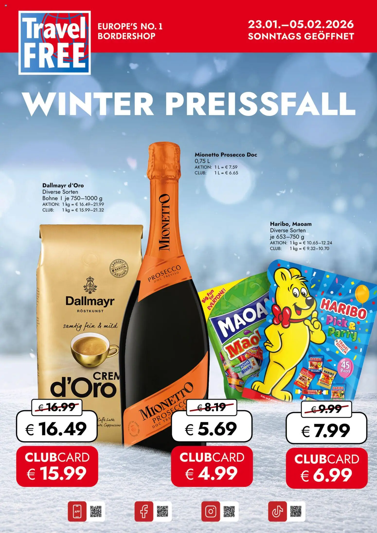 Vorschau von dem Prospekt des Geschäftes Travel Free, gültig ab dem 23.01.2026 - Haribo, Prosecco, Dallmayr