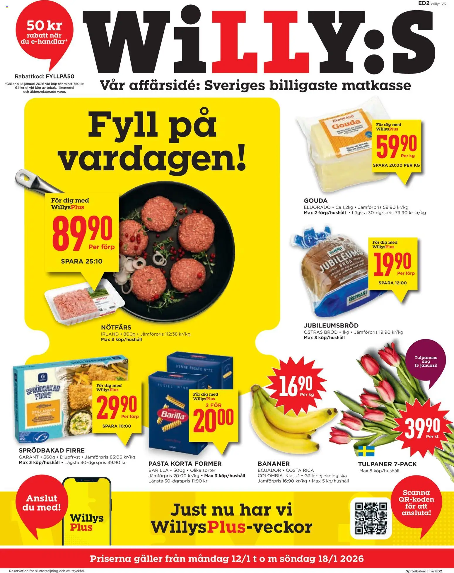 Förhandsgranska reklamblad Aktuella reklamblad Willys från butik Willys gäller från 12/01/2026