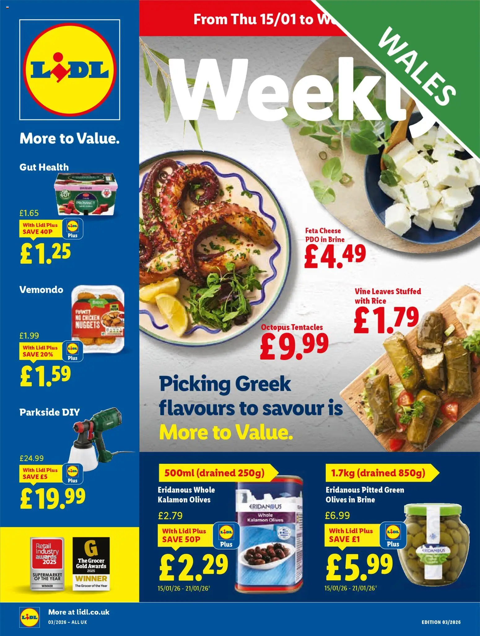 Preview of Lidl Lidl Weekly Wales valid from 15/01/2026 - Chicken, Cheese, Rice, Olives, Feta cheese, Feta