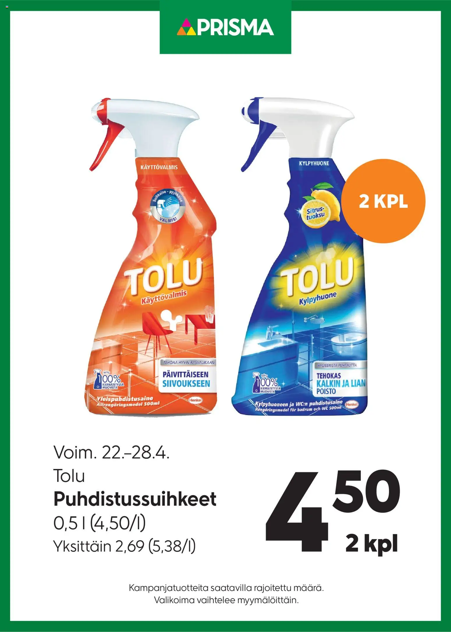 Kaupan Prisma Prisma tarjoukset Tolu esikatselu, voimassa 22/04/2026