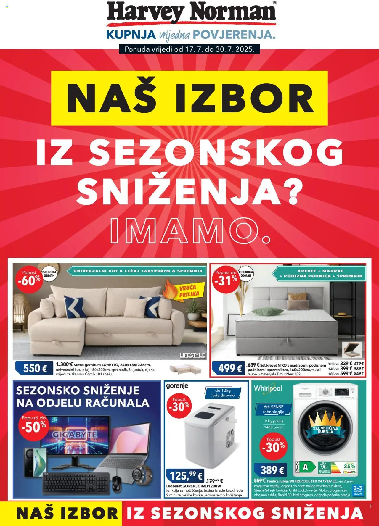 Harvey Norman aktualni Katalog vrijedi od 17.07.2025 - tjedna akcija broj stranice 1