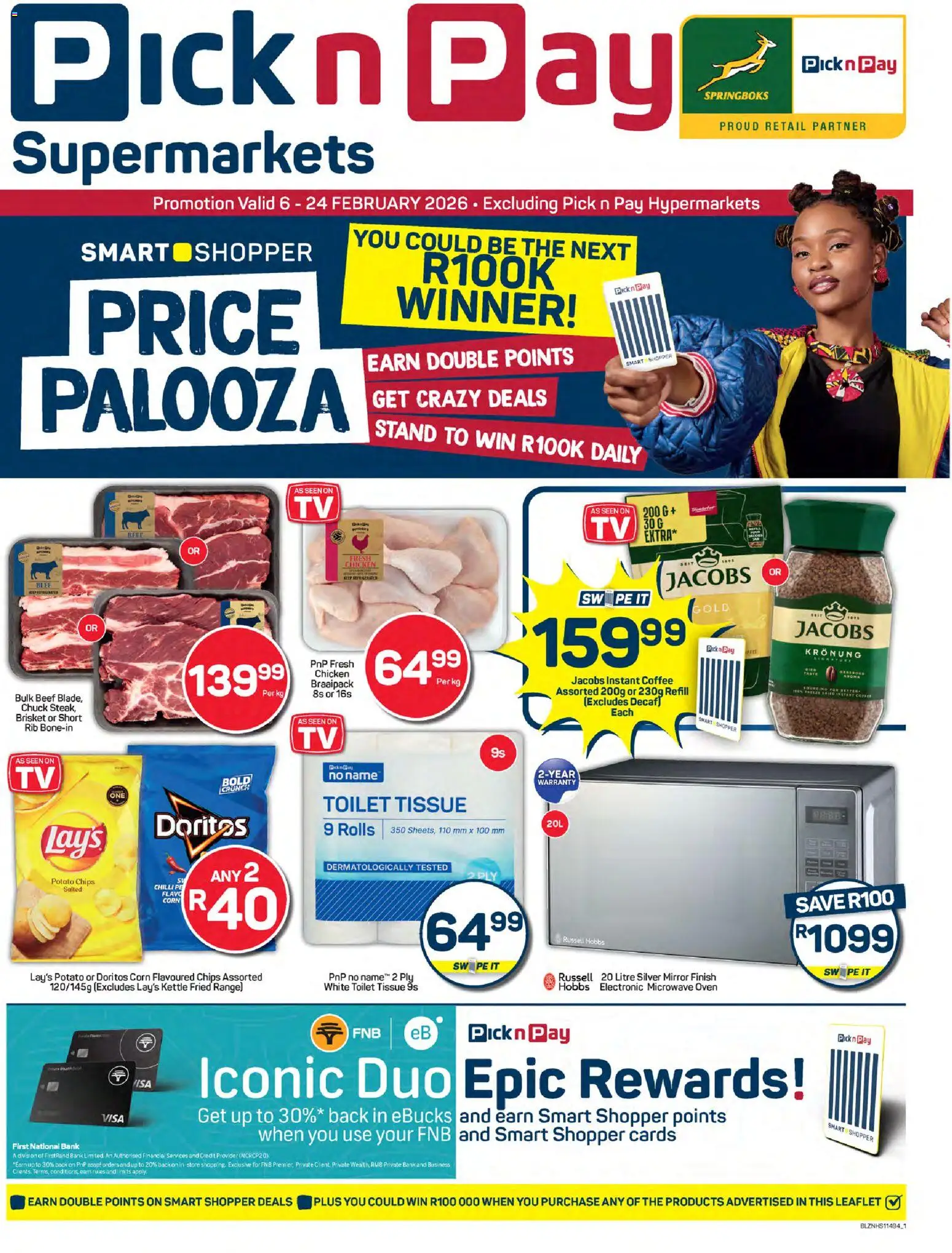 Preview of Pick n Pay flyer valid from 06/02/2026 - Microwave, Mirror, Kettle, Chips, Corn, Oven, Microwave oven, Chilli