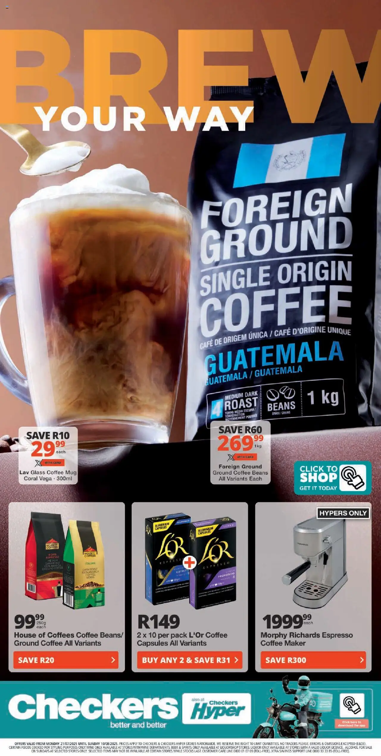 Checkers Coffee Promotion 21/07 - 10/08/2025 >> Catalogue