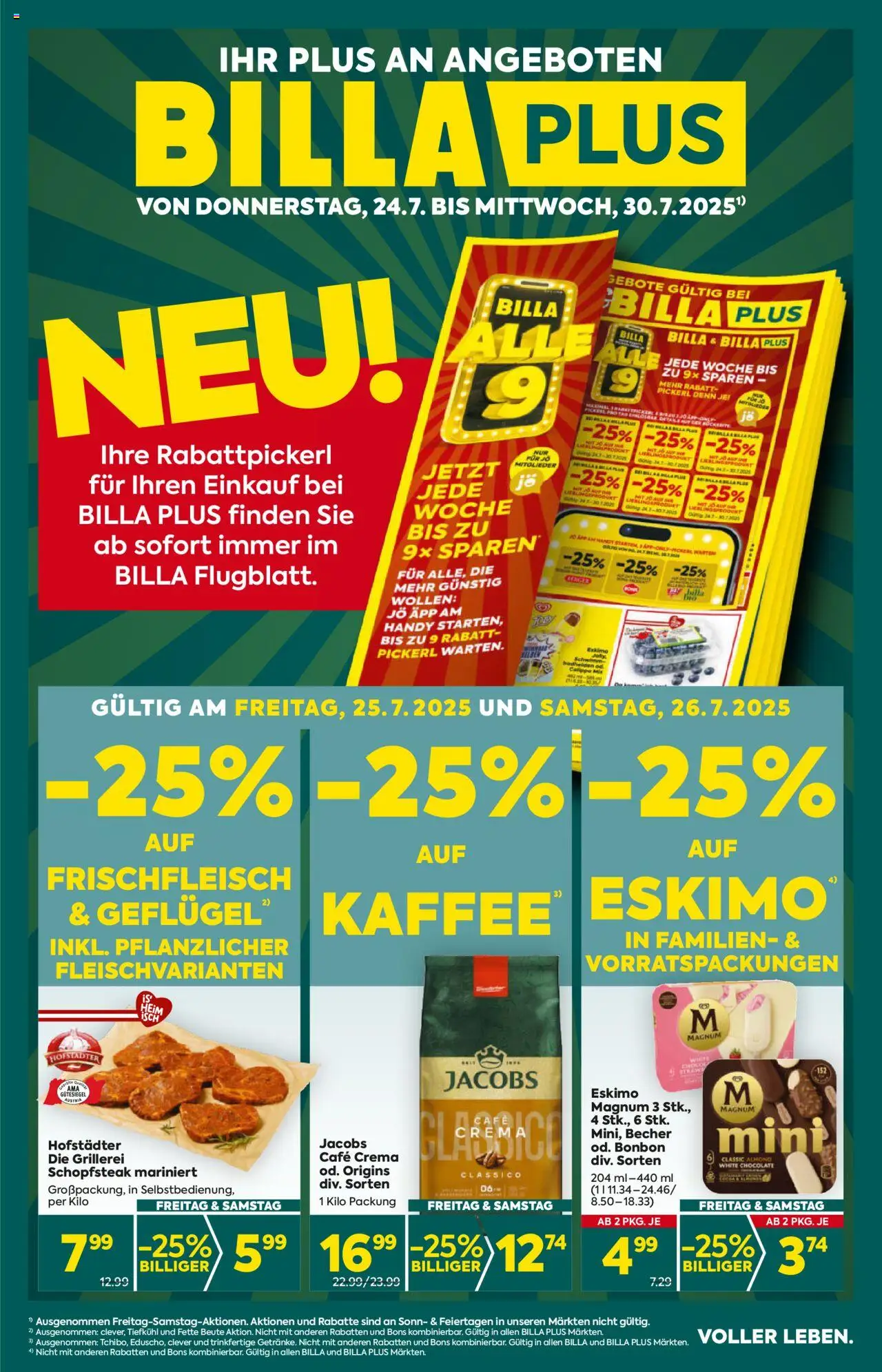 BILLA PLUS Flugblatt 24.07.2025 - Angebote aktuell, prospekt - Seite 1