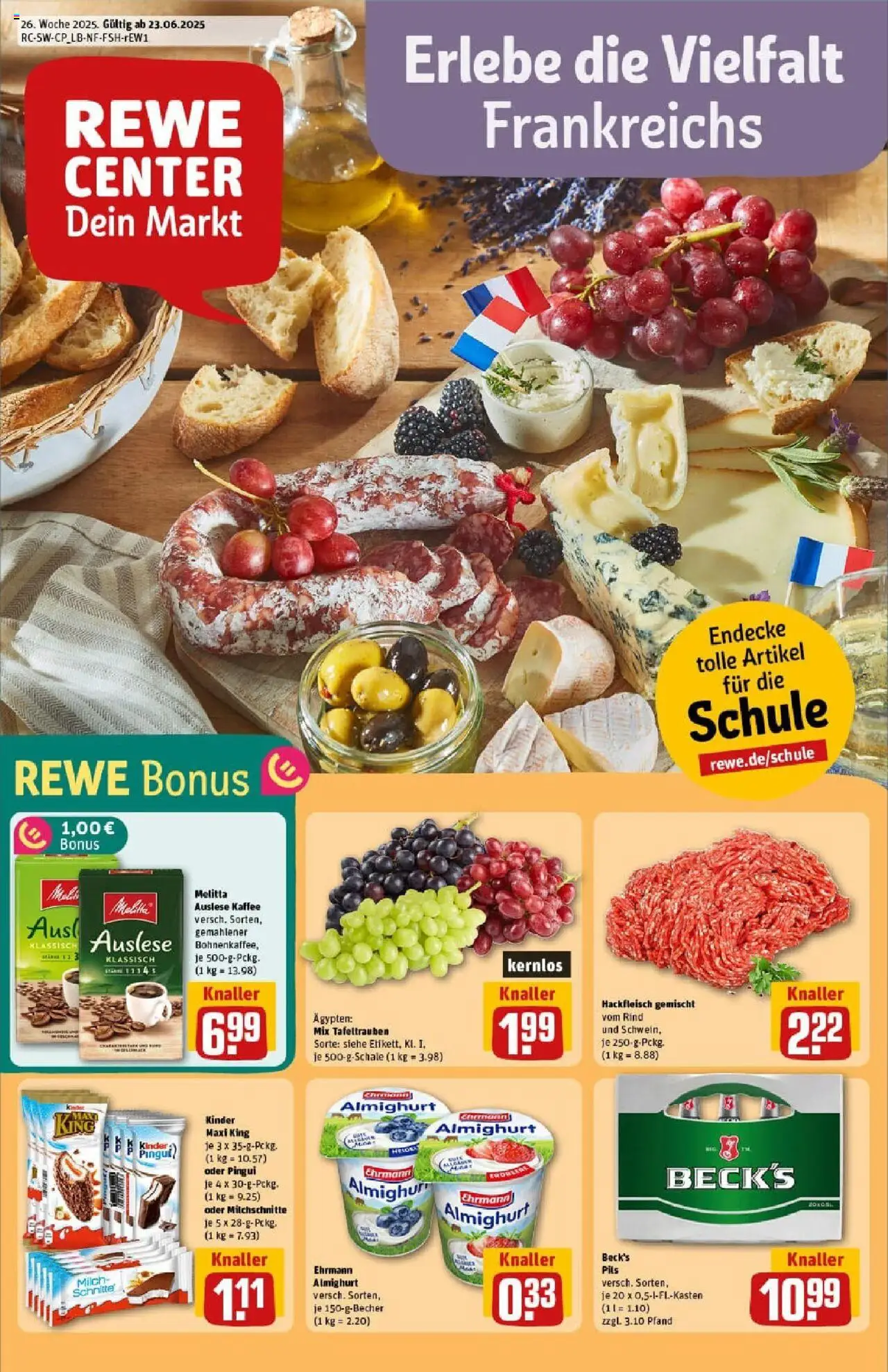 REWE Prospekt ab 22.06.2025 nächste Woche - Prospekt Heidelberg/Handschuhsheim - Kaffee, Milch, Hackfleisch, Melitta, Pils, Ehrmann almighurt