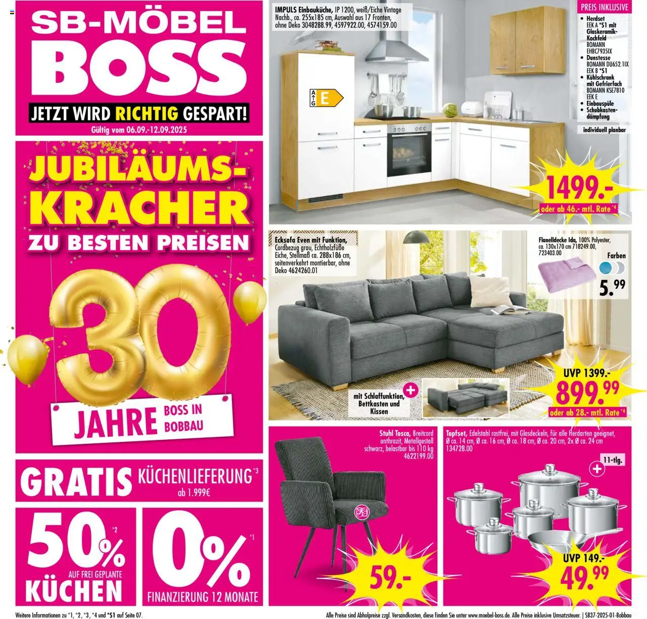 SB Möbel Boss Prospekt Bobbau (vom 06.09.2025 - 12.09.2025)