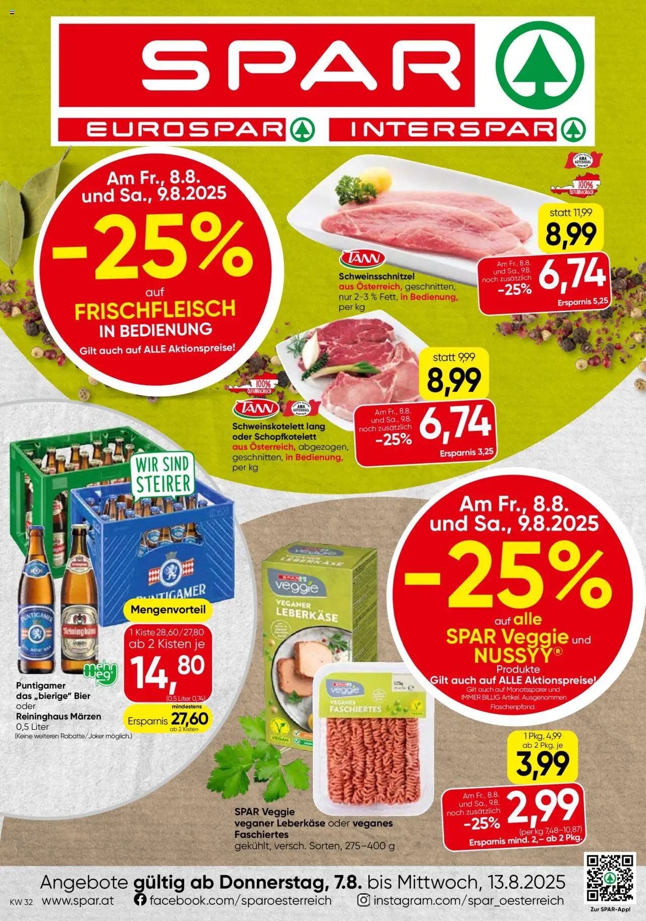  SPAR Flugblatt 07.08.2025 - Prospekt "Vorarlberg" - Seite 1 - Bier