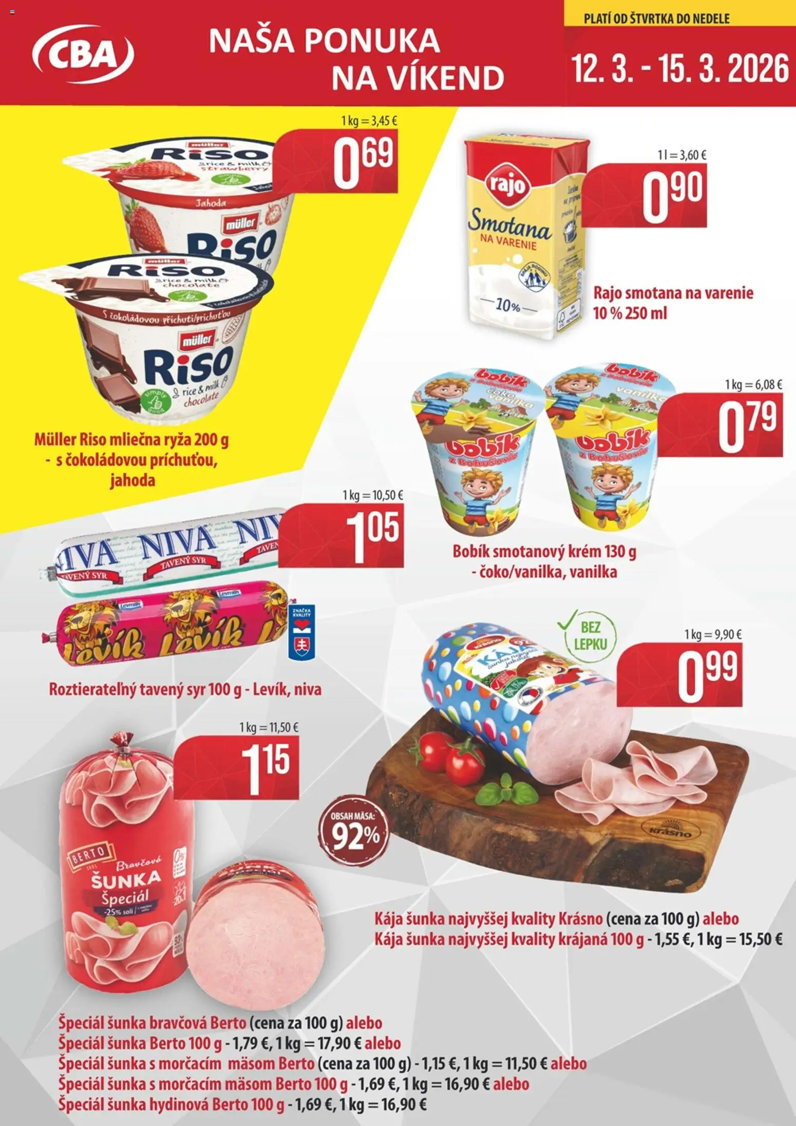 Náhľad Sintra letáku platného od 12.03.2026 - Syr, Ryža, Niva, Vanilka, Smotana, Mliečna ryža, Tavený syr, Smotanový krém