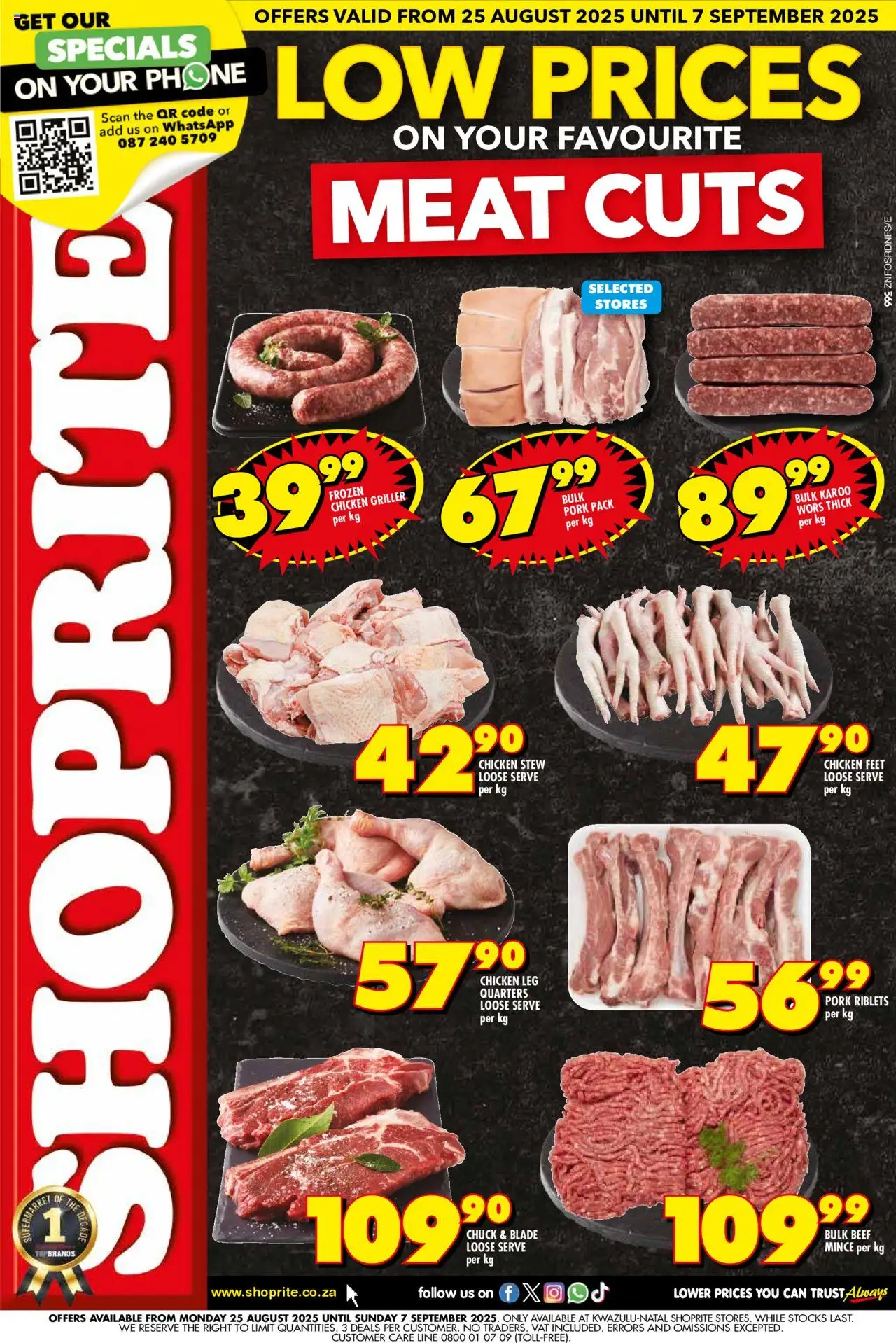 Shoprite KwaZulu-Natal - Low Prices Meat 25/08 - 07/09/2025 >> Catalogue