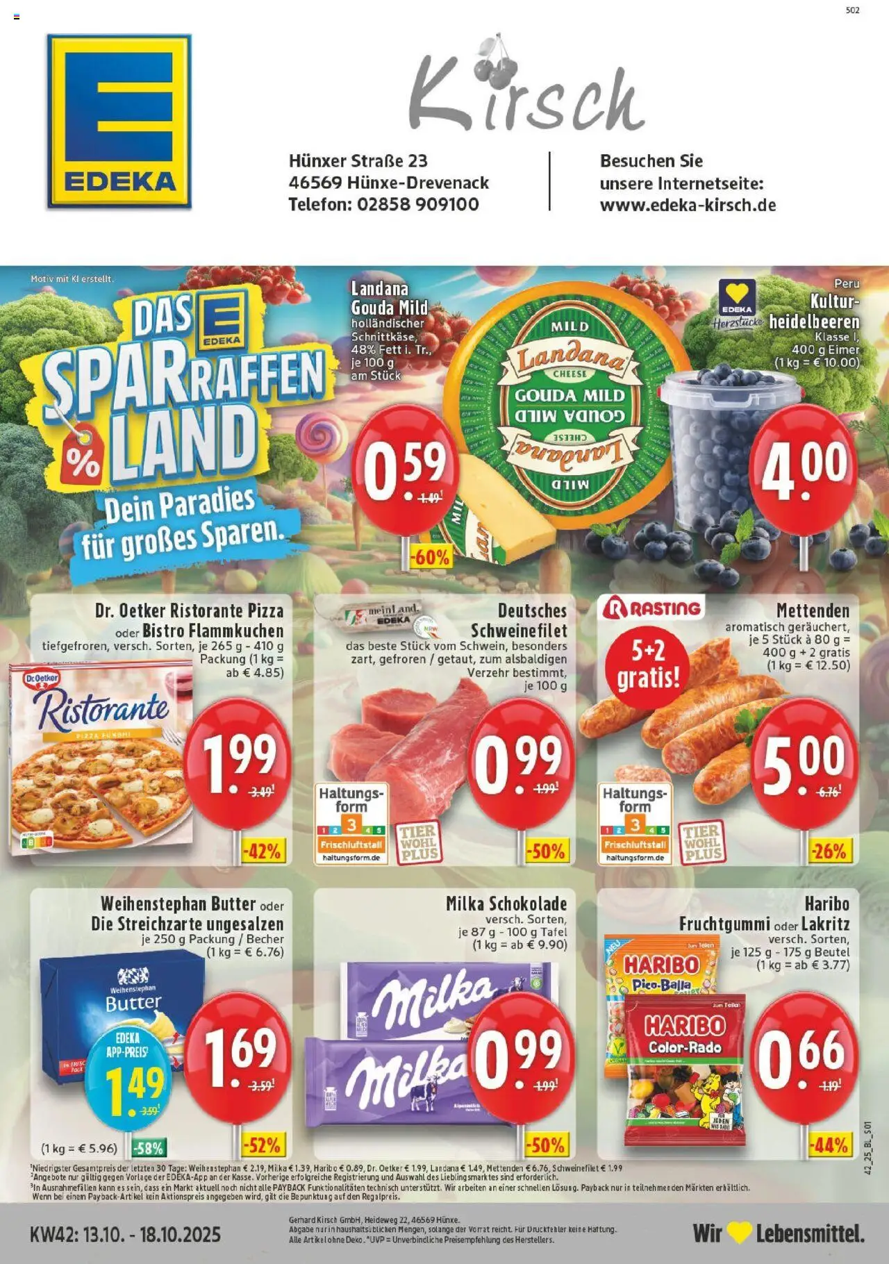 EDEKA Prospekt ab 13.10.2025 - Prospekt Hünxe-Drevenack Online - Telefon, Butter, Schokolade, Heidelbeeren, Milka, Schweinefilet, Gouda, Weihenstephan butter