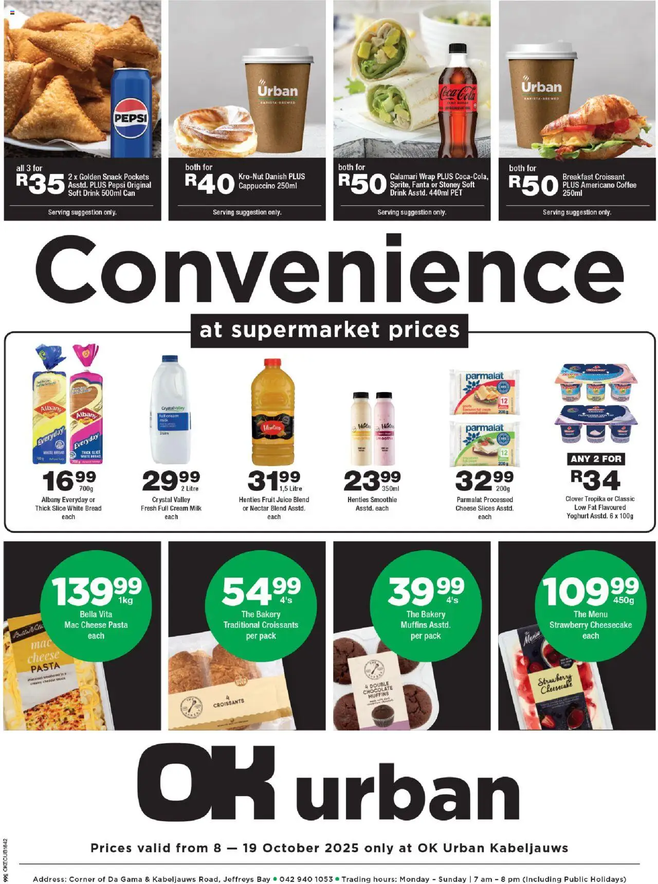 OK Foods Eastern Cape - OK Urban from 08/10 - 19/10/2025 > Promotions - Coffee, Breakfast, Bakery, Cheese, Bread, Juice, Sauce, Fanta