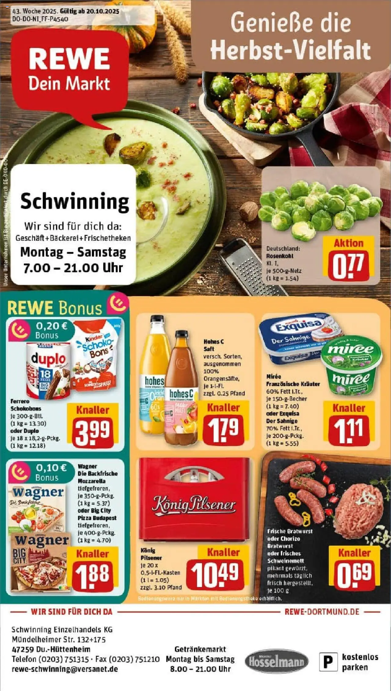REWE Prospekt ab 19.10.2025 nächste Woche - Prospekt Duisburg	