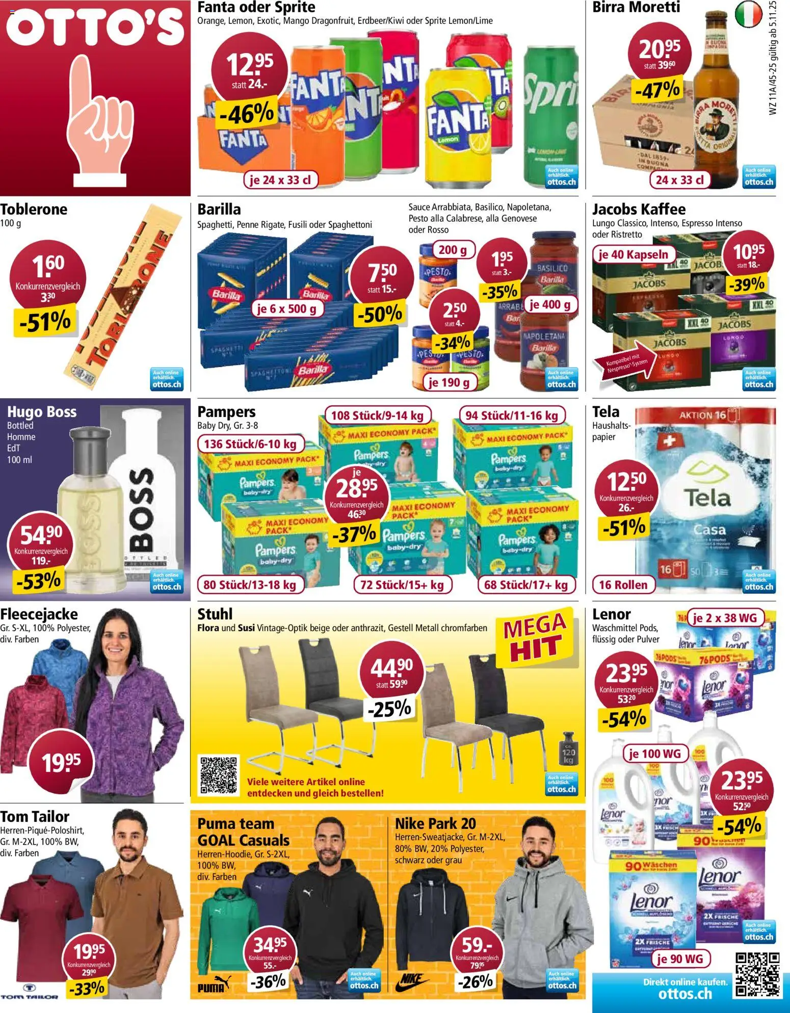 Vorschau des Merkblatts Aktionen vom Shop Otto's gültig von 05.11.2025 bis 11.11.2025 - Mango, Kaffee, Pampers, Stuhl, Fanta, Barilla, Waschmittel, Pulver