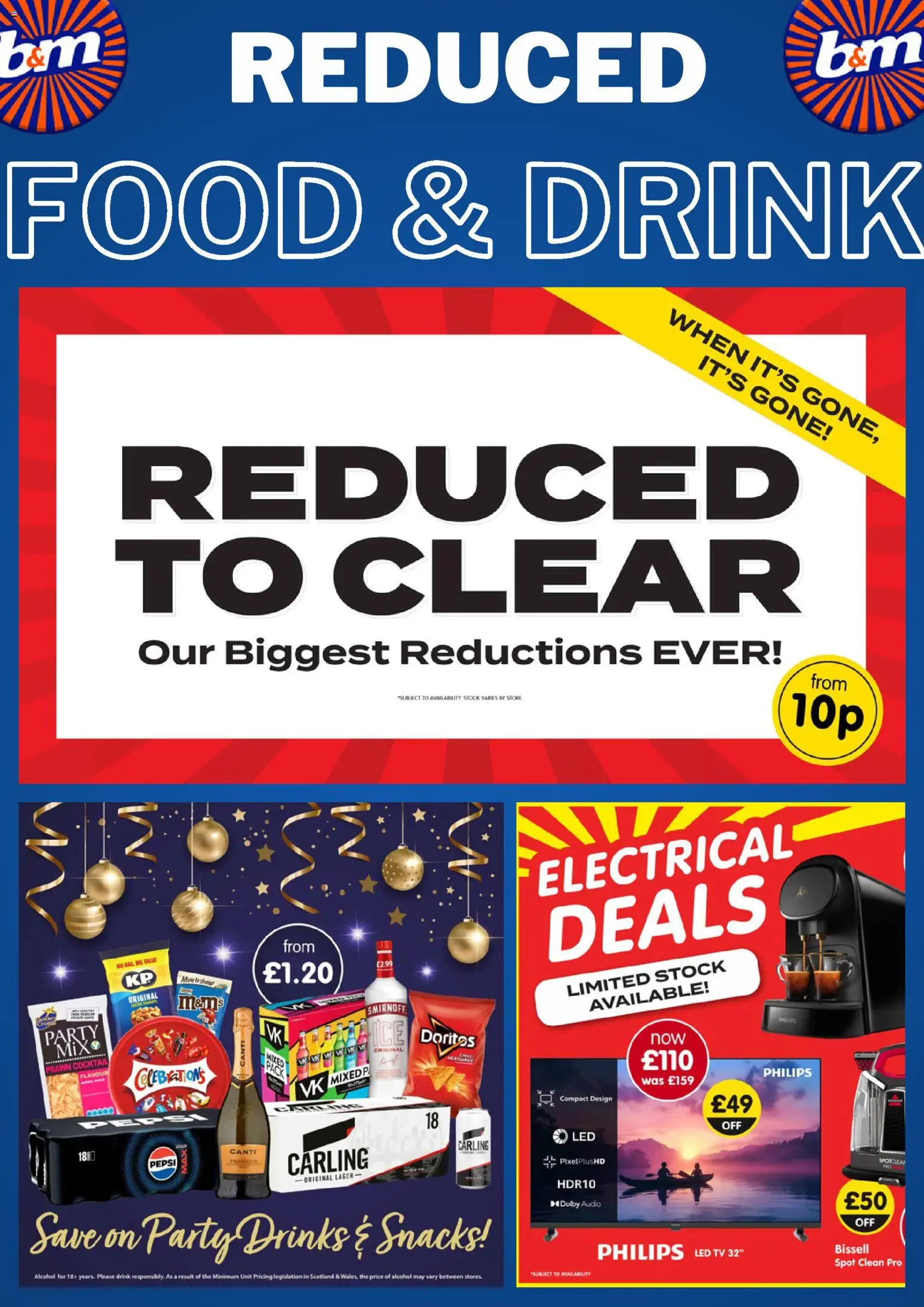 Preview of B&M Offers valid from 25/12/2025 - TV, Drinks, Alcohol, Snacks, Pepsi, Audio