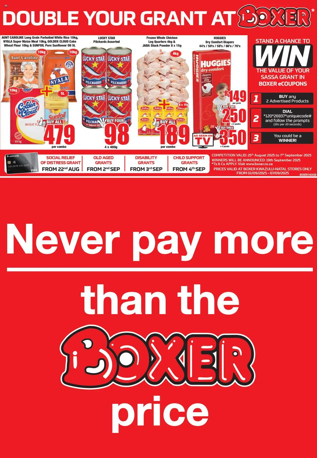 Boxer KwaZulu-Natal - Never Pay More Specials from 01/09 - 07/09/2025 > Promotions