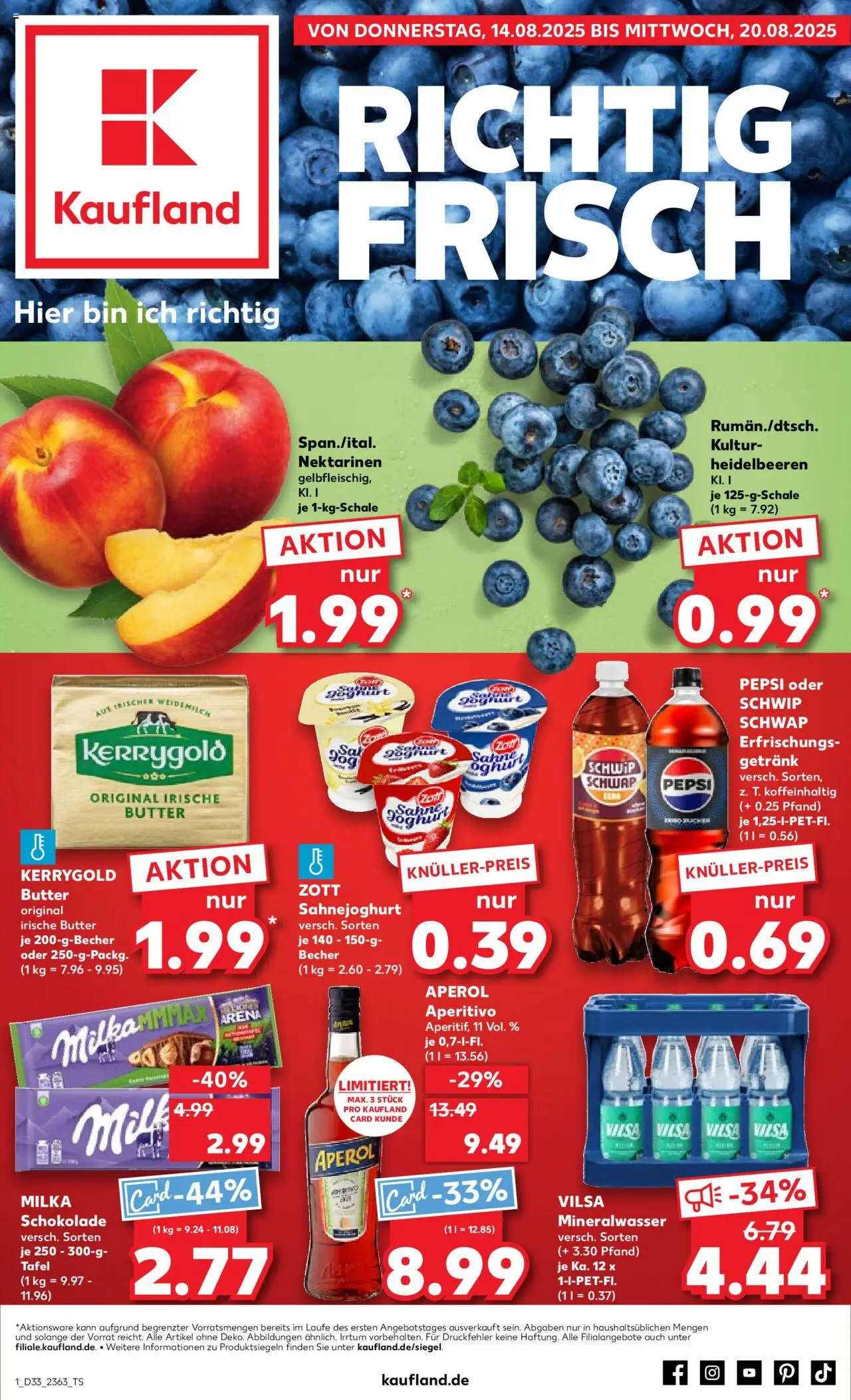 Kaufland DE shop DE Folder Bremen geldig vanaf 14-08-2025 - Paginanummer 1 - Aperol, Pepsi