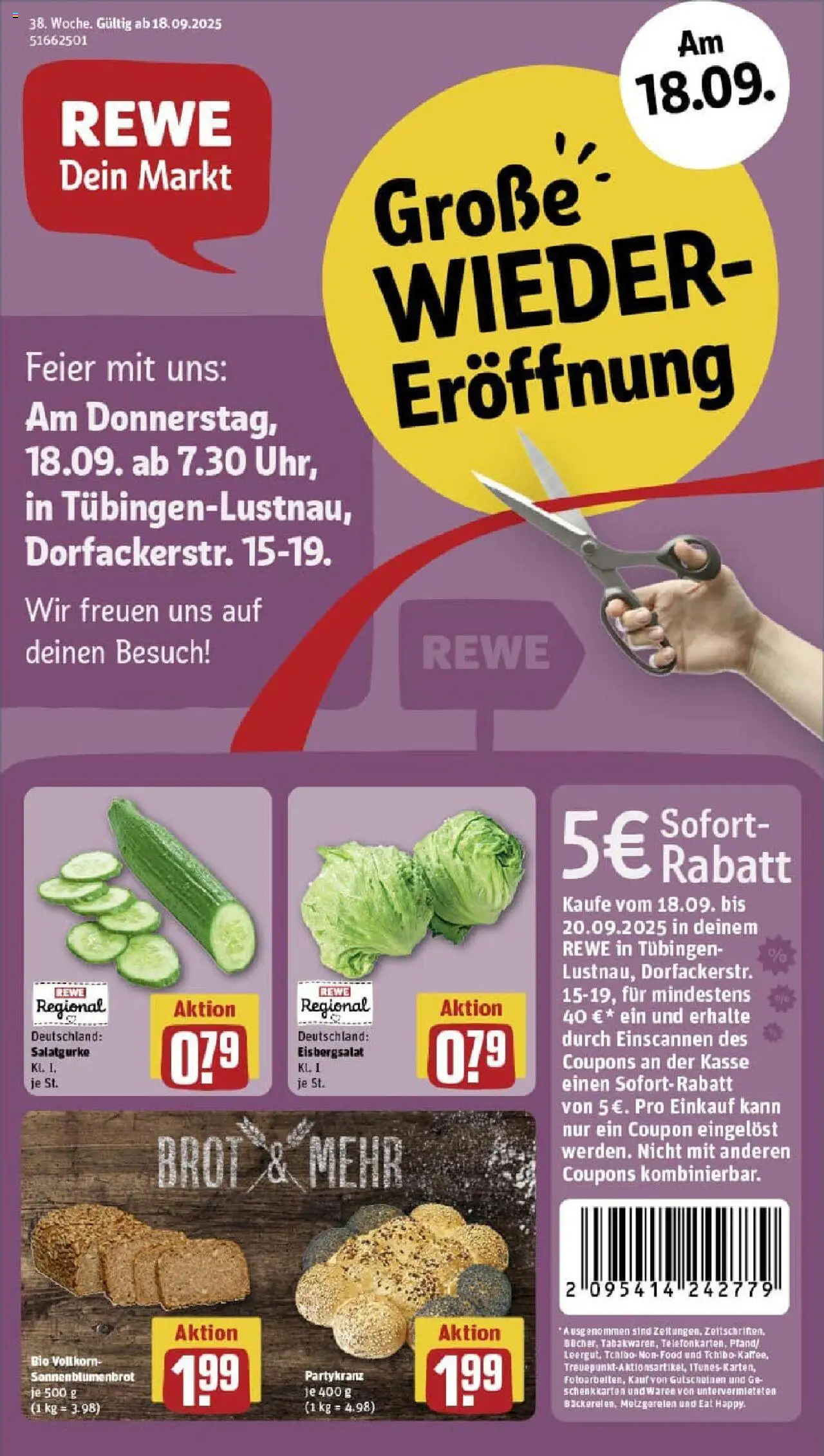 REWE Prospekt ab 14.09.2025 nächste Woche - Prospekt Tübingen / Lustnau	