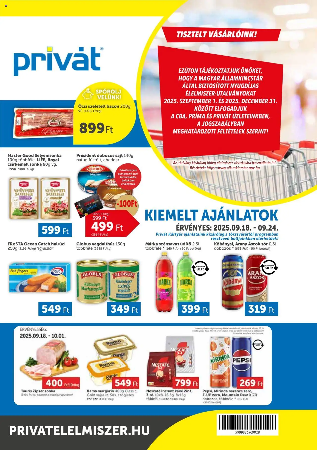 PRIVÁT aktuális szórólap, érvényes 2025.09.18.-től - 1 oldal