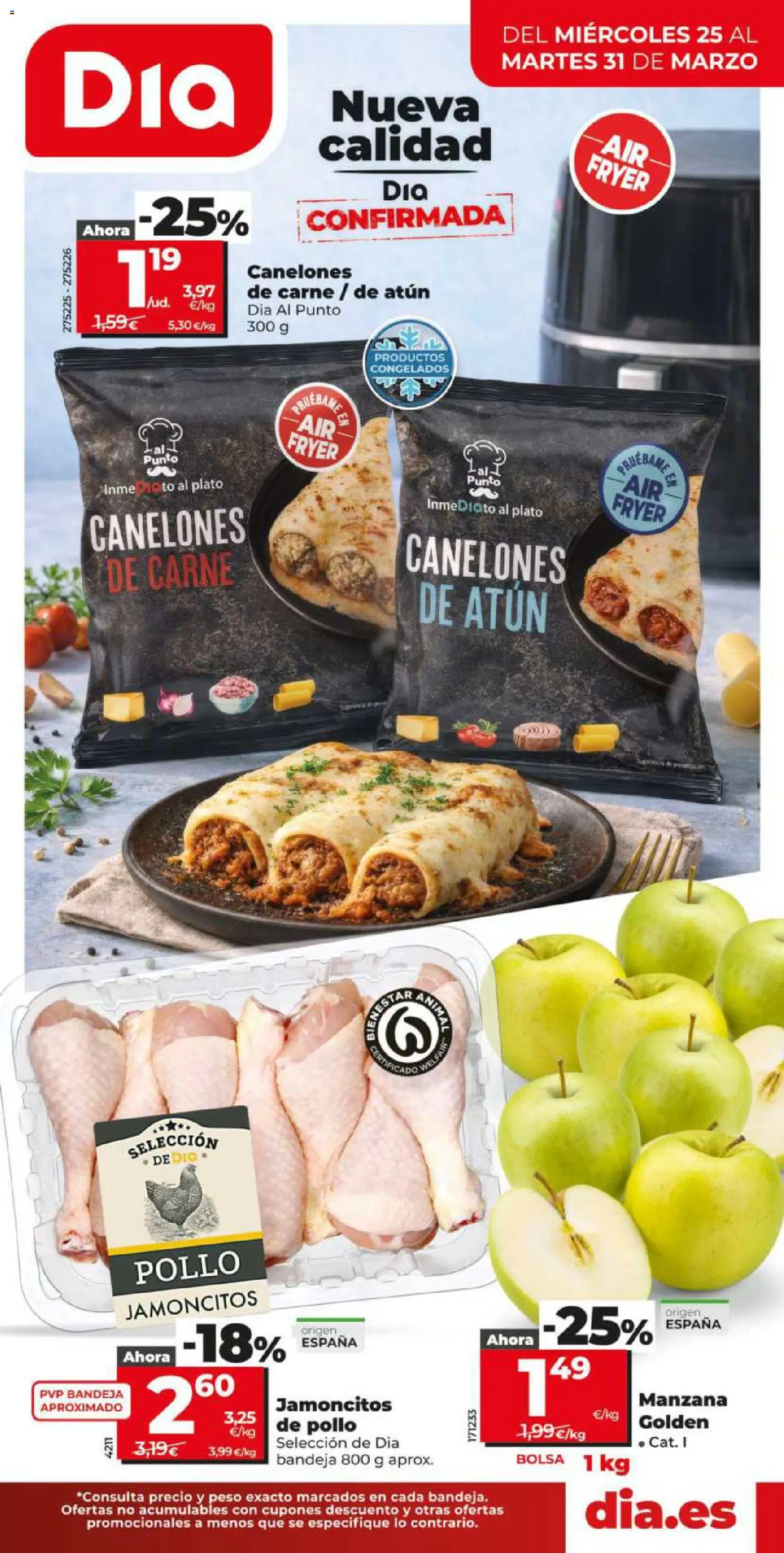 Vista previa del folleto de la tienda Dia válido desde el 25/03/2026 - Apple, Bolsa, Carne, Manzana, Atún, Peso, Bandeja, Pollo