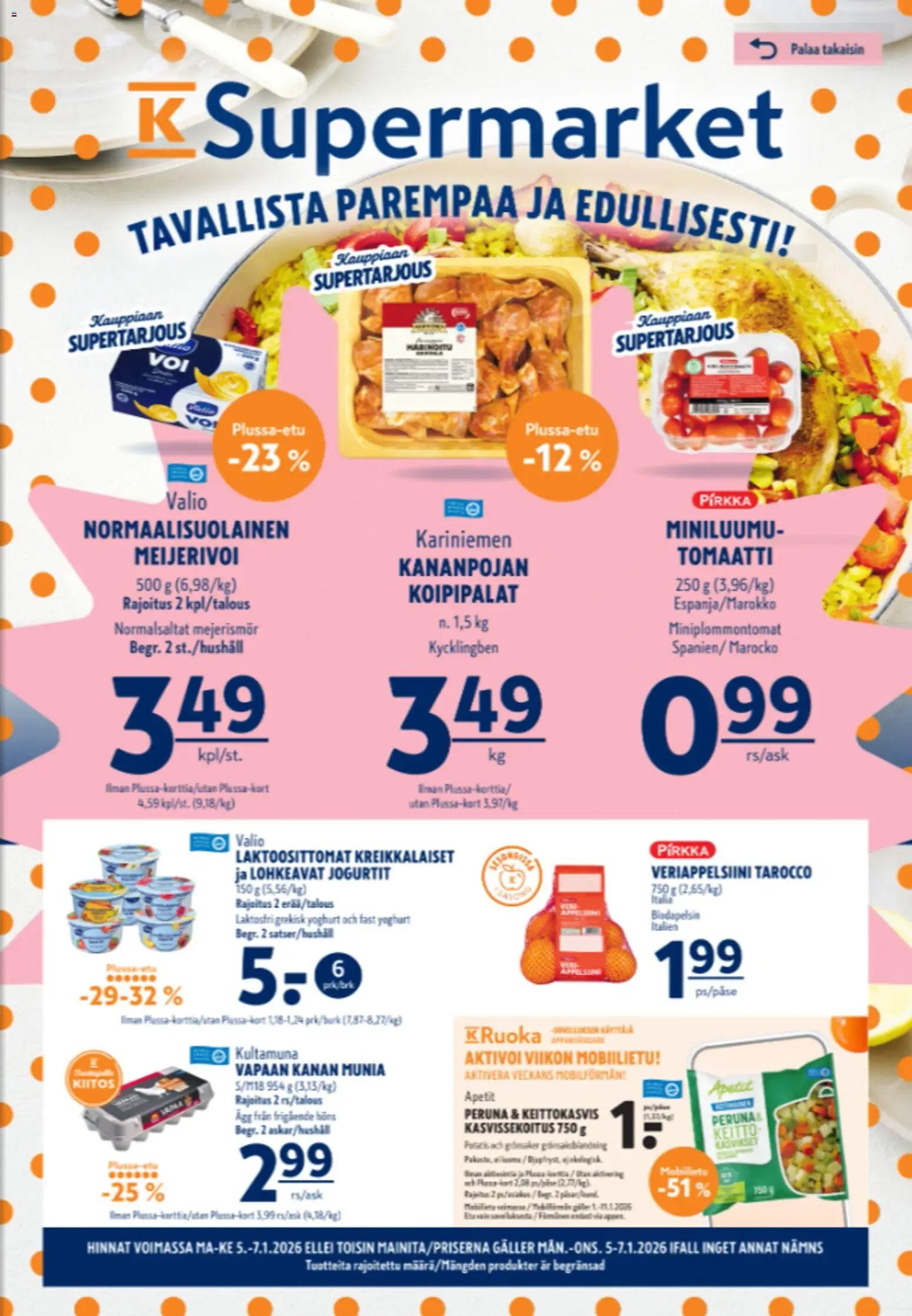 Kaupan K-Supermarket Tarjoukset esikatselu, voimassa 05/01/2026