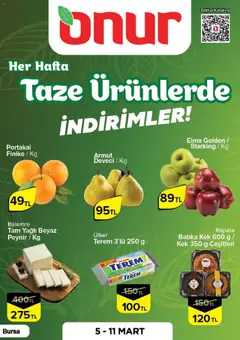 Onur Market Onur Market - Taze Ürünlerde İndirimler - Bursa 05.03.2026 - Broşürünün önizlemesi