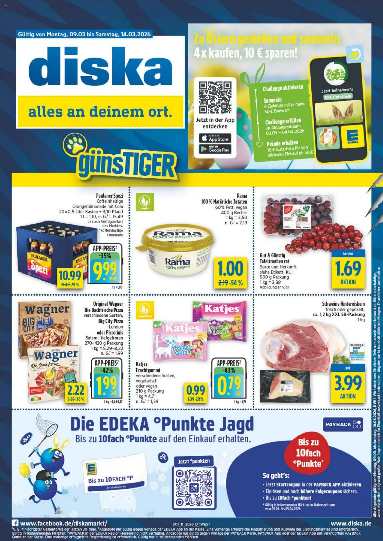 Vorschau von dem Prospekt des Geschäftes Diska, gültig ab dem 09.03.2026 - Pizza, Cola, Paulaner spezi, Katjes, Paulaner, Piccolinis, Rama, Limonade