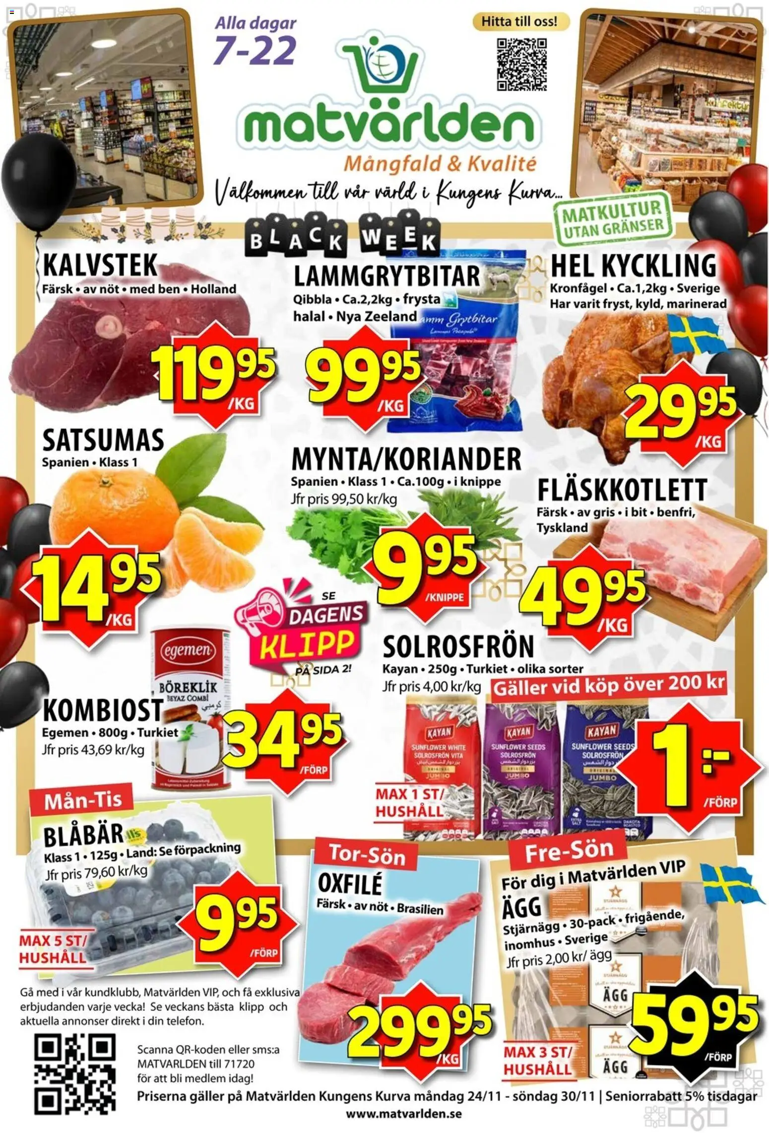 Förhandsgranska reklamblad Black Friday varsel från butik Matvärlden gäller från 24/11/2025
