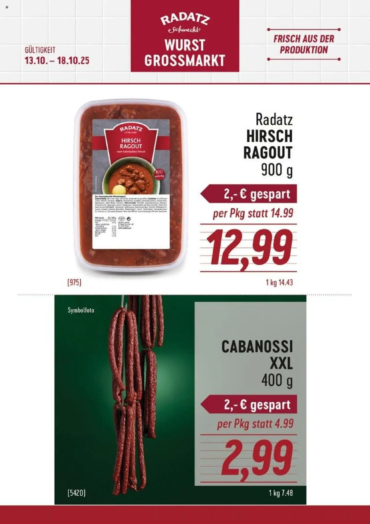  Radatz Flugblatt ab (13.10.2025 - 18.10.2025) - Seite 1 - Wurst