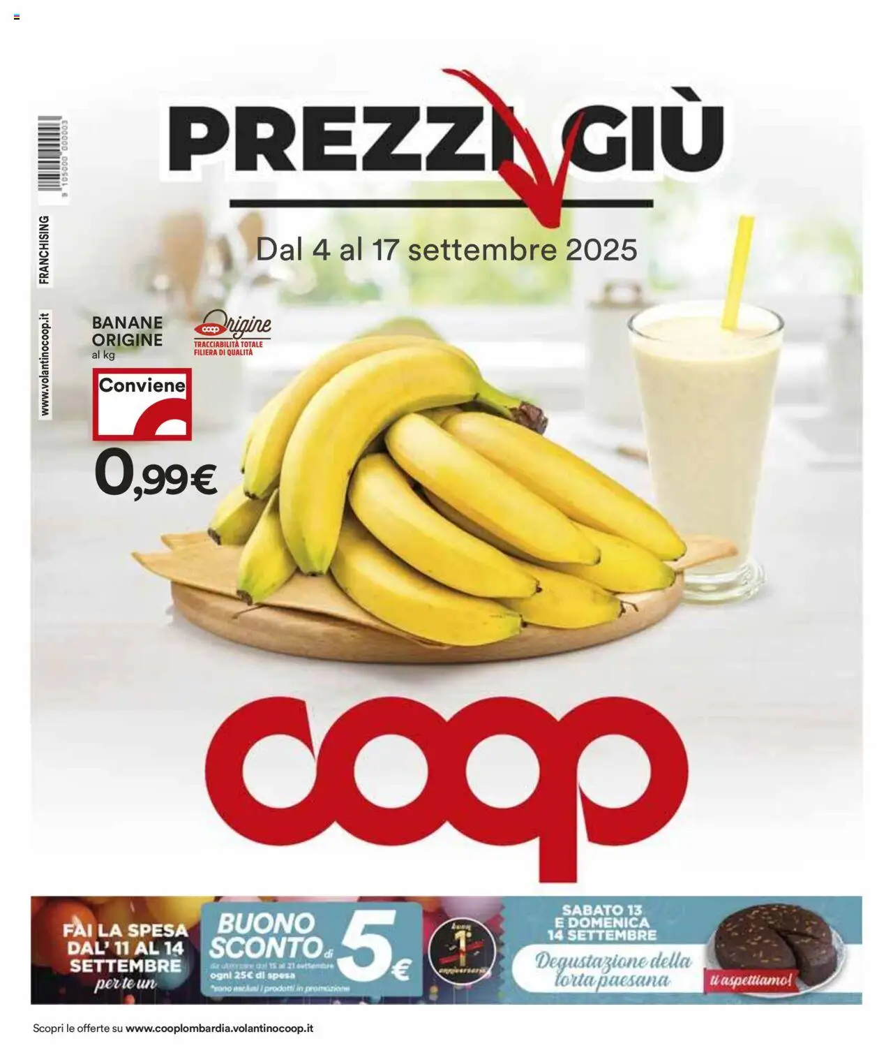 Volantino COOP valido da 04/09/2025 numero di pagina 1 - Torta, Banane