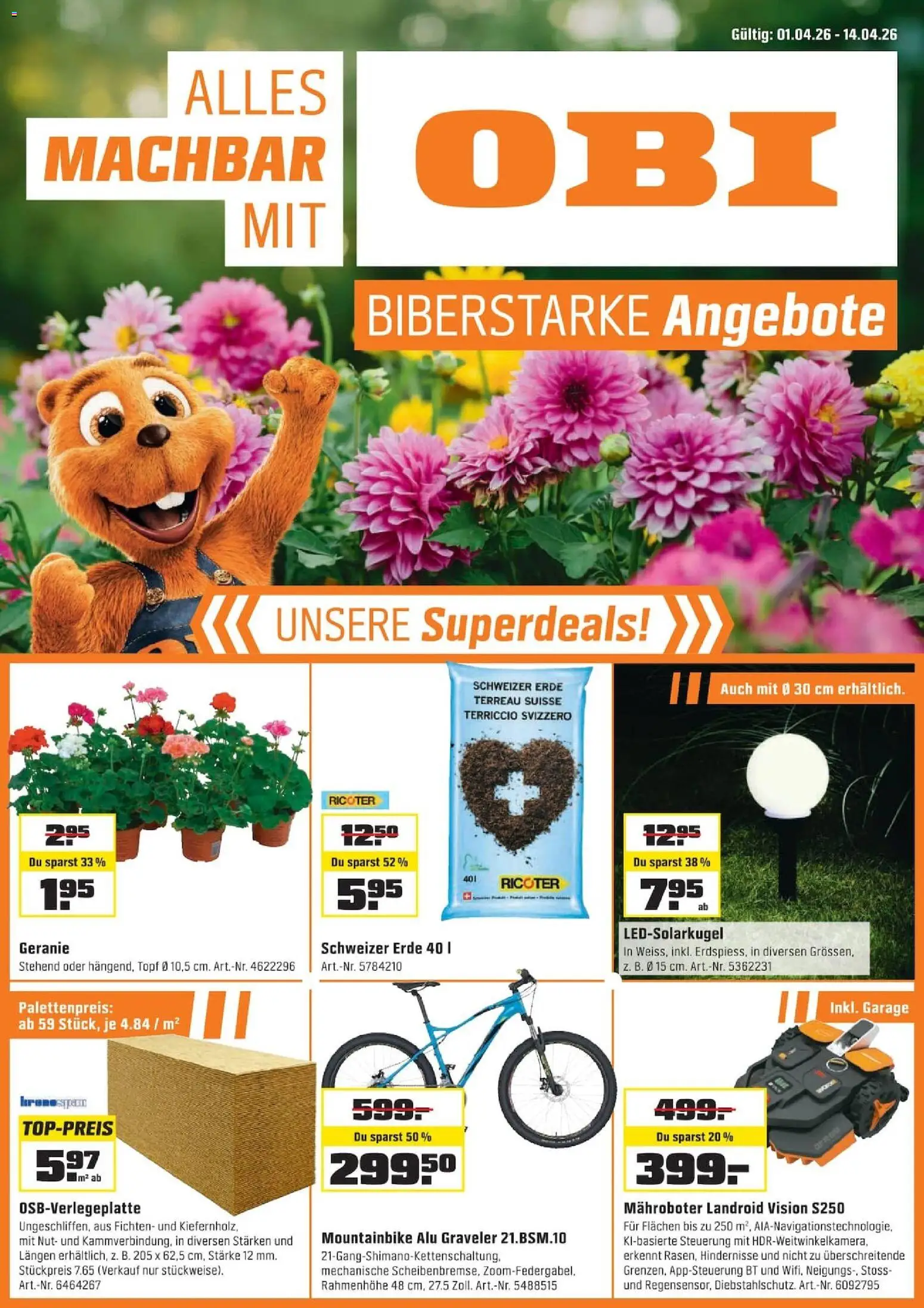 Vorschau des Merkblatts OBI aktionen Basel vom Shop OBI gültig von 31.03.2026 bis 14.04.2026