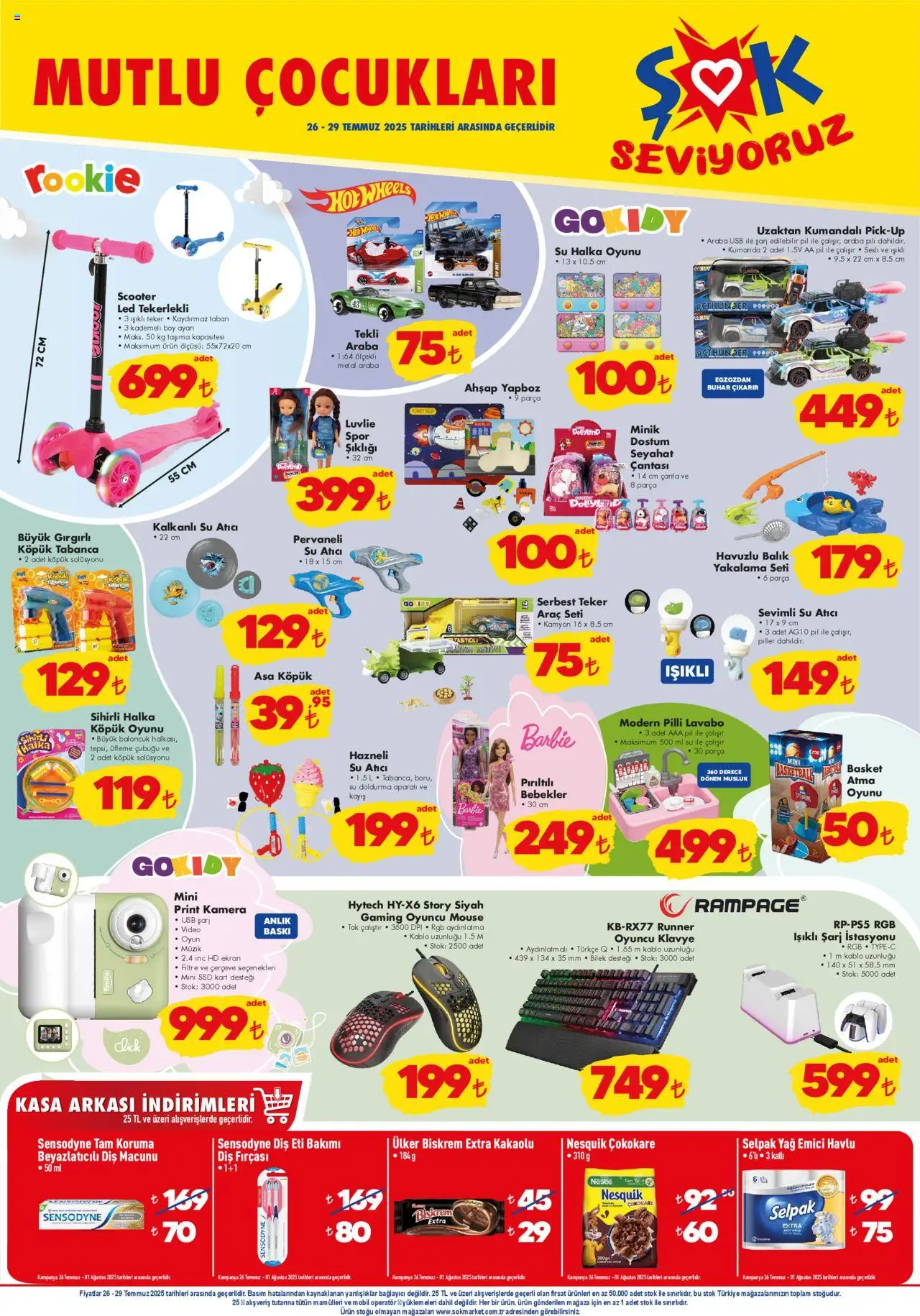 Şok Market katalog 26 Temmuz 2025 - Aktüel ürünler - Sayfa numarası 1 - Oyun, Su, Klavye, Lavabo, Pil, Oyuncu, Diş fırçası, USB