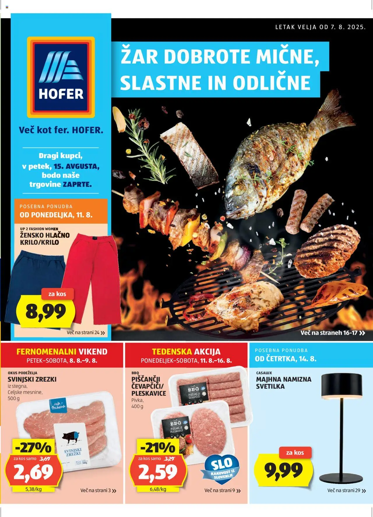 Hofer SI aktualni Katalog vrijedi od 07.08.2025 - tjedna akcija broj stranice 1 - Ćevapčići