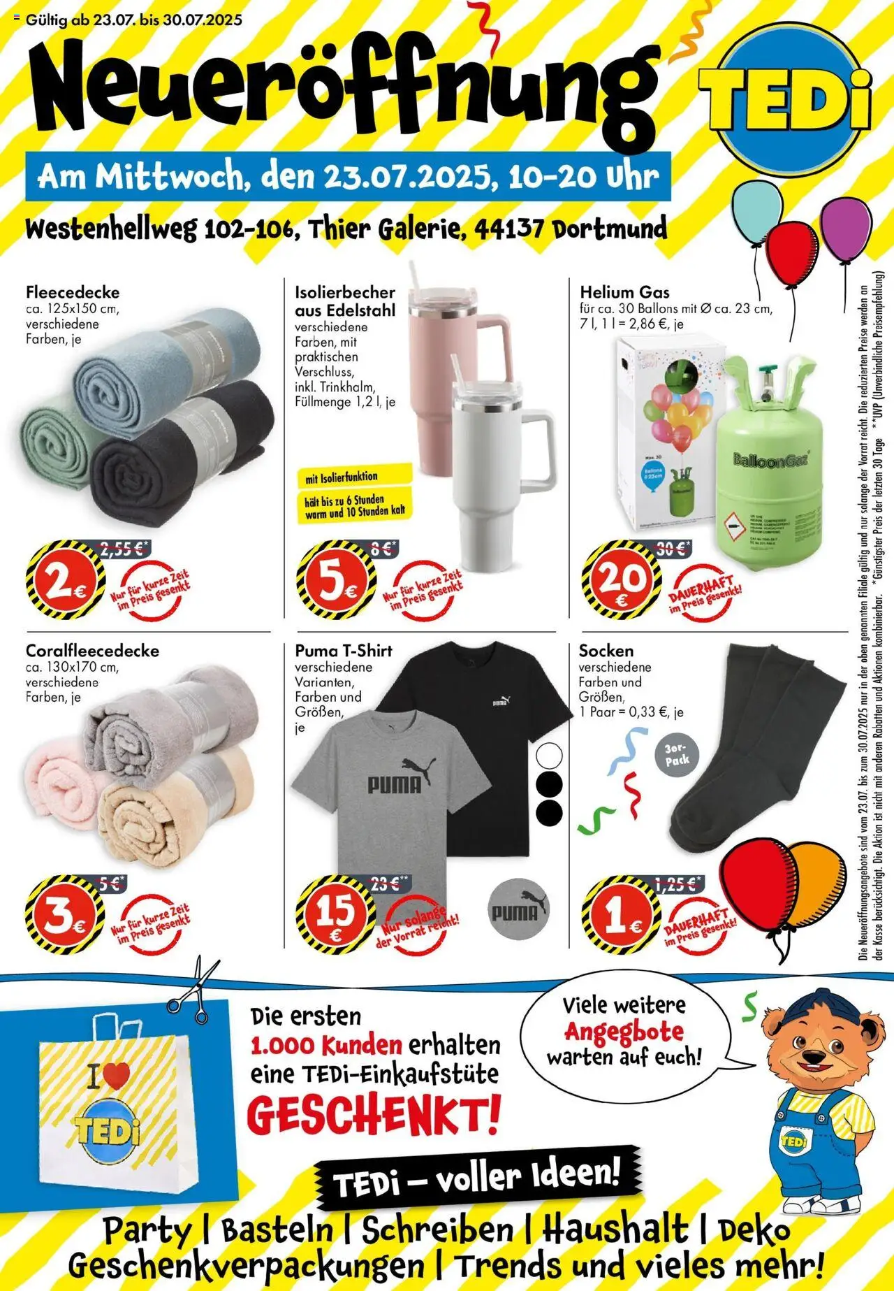 TEDi Neueröffnung in Dortmund (vom 18.07.2025 - 25.07.2025) - Uhr, Socken