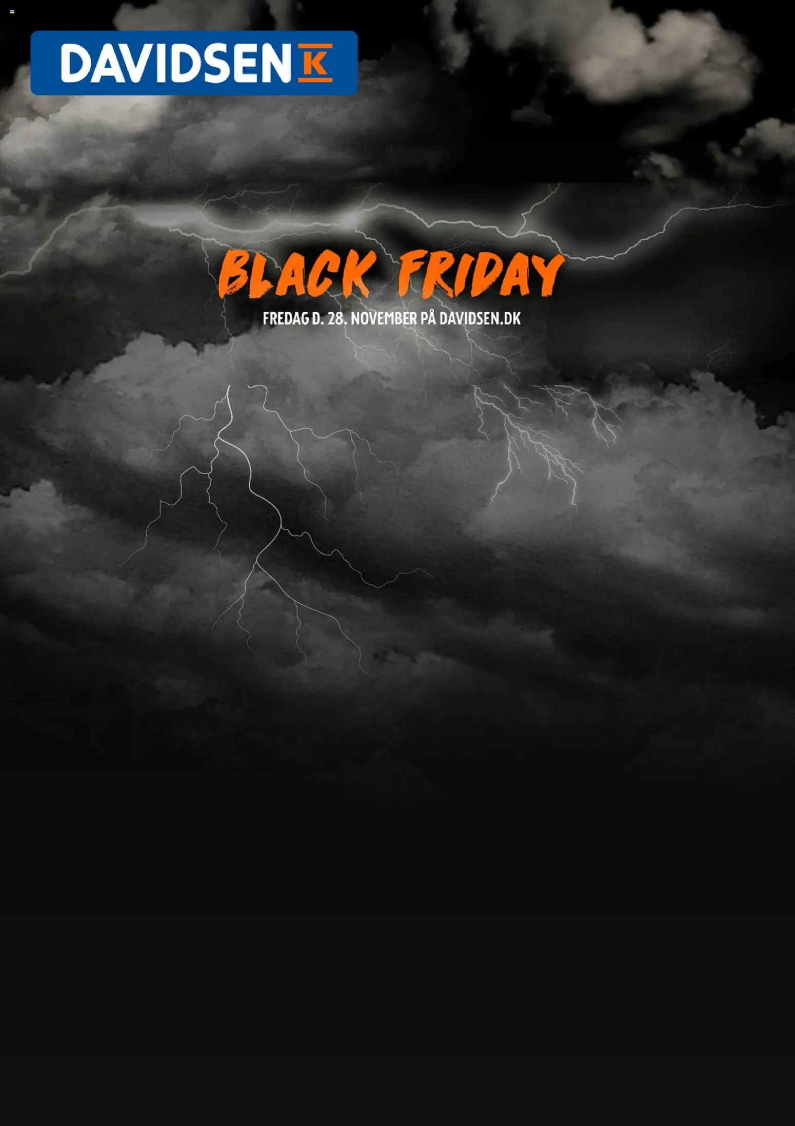 Eksempel på tilbudsavis Black Friday varsel fra butik Davidsen gyldig fra 24/11/2025